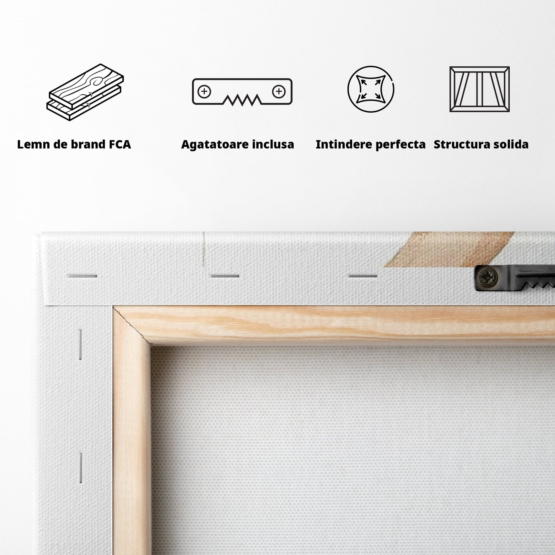 Tablou Canvas Premium, LuxCanva® K1042, Somn in Bratele Lunii, Ursulet, Somnoros, Vise, Luna, Noapte, Stele, Leganat, Cuib, Semiluna, Pace, Liniste, Taram, Confort, Camera Copil, Dormitor