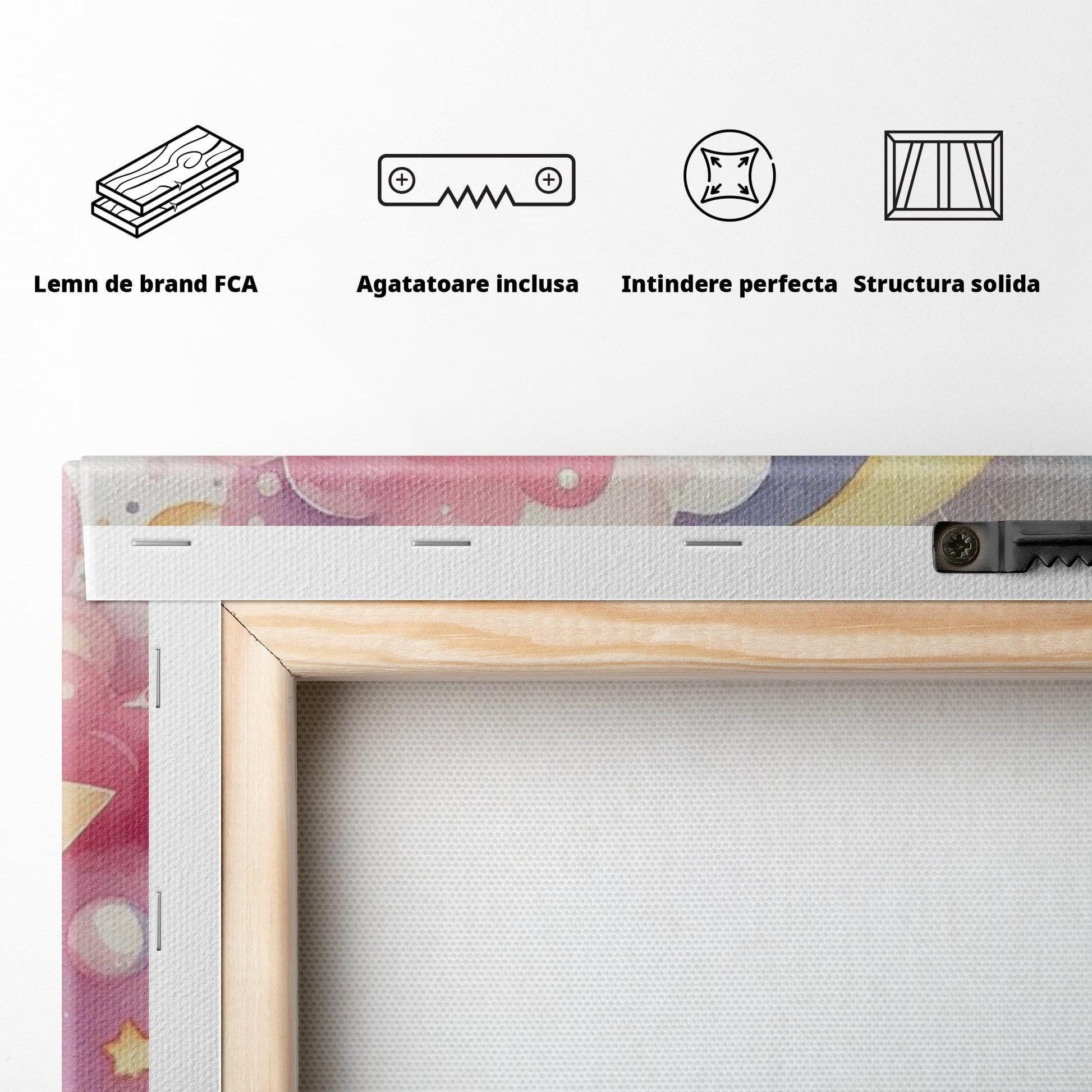 Leinwand Wandkunst Canvas Premium, LuxCanva® K1044, Traumstern, Mond, Sterne, Wolken, Aquarell, Himmel, Nacht, Traum, Nachttraum, Glitzern, Fantasie, Kindheit, Kosmos, Babyzimmer, Schlafzimmer