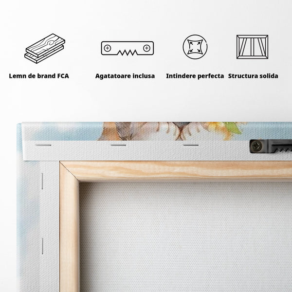 Tablou Canvas Premium, LuxCanva® K1045, Turnuletul Fratiorilor Pufosi, Pisicute, Felina, Pui, Pastel, Flori, Prietenie, Jucaus, Inocenta, Natura, Joaca, Veselie, Distractie, Camera Copil, Dormitor