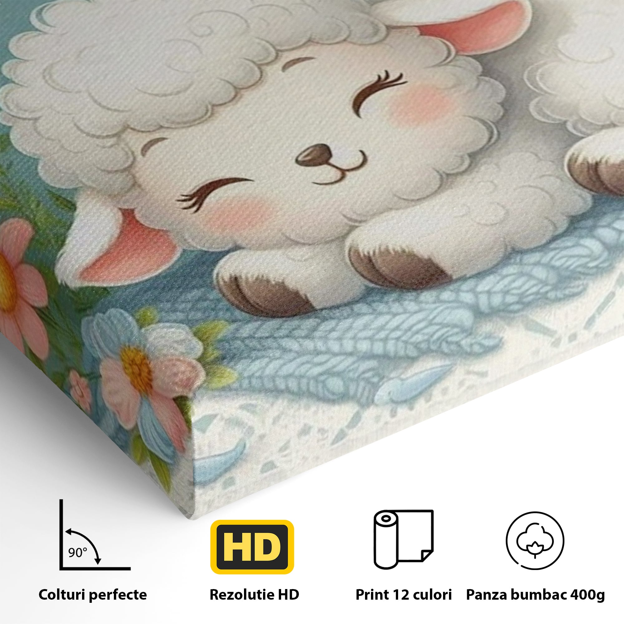 Tablou Canvas Premium, LuxCanva® K1047, Mieluselul Visator, Pui, Pasarele, Zbor, Pastelat, Lana, Flori, Armonie, Fluturi, Adormit, Gradina, Liniste, Veselie, Animalute, Camera Copil, Dormitor