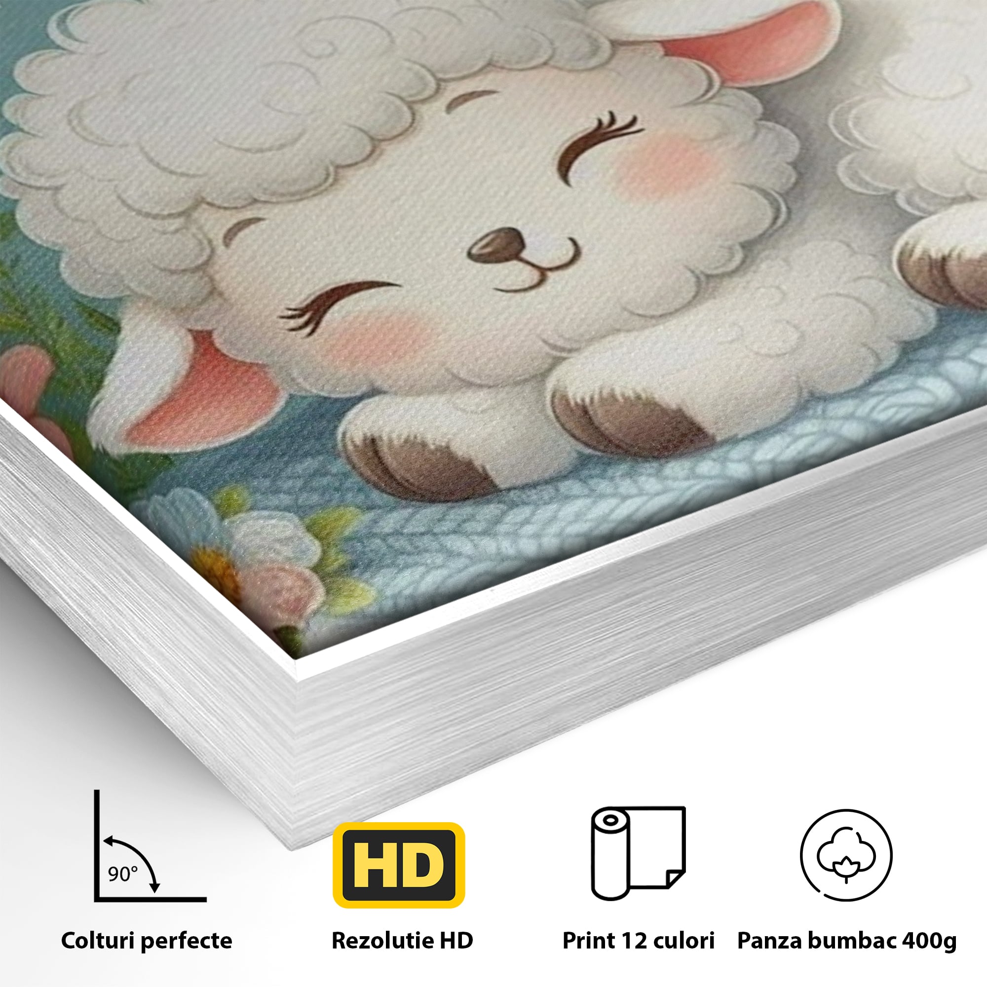 Tablou Canvas Premium, LuxCanva® K1047, Mieluselul Visator, Pui, Pasarele, Zbor, Pastelat, Lana, Flori, Armonie, Fluturi, Adormit, Gradina, Liniste, Veselie, Animalute, Camera Copil, Dormitor