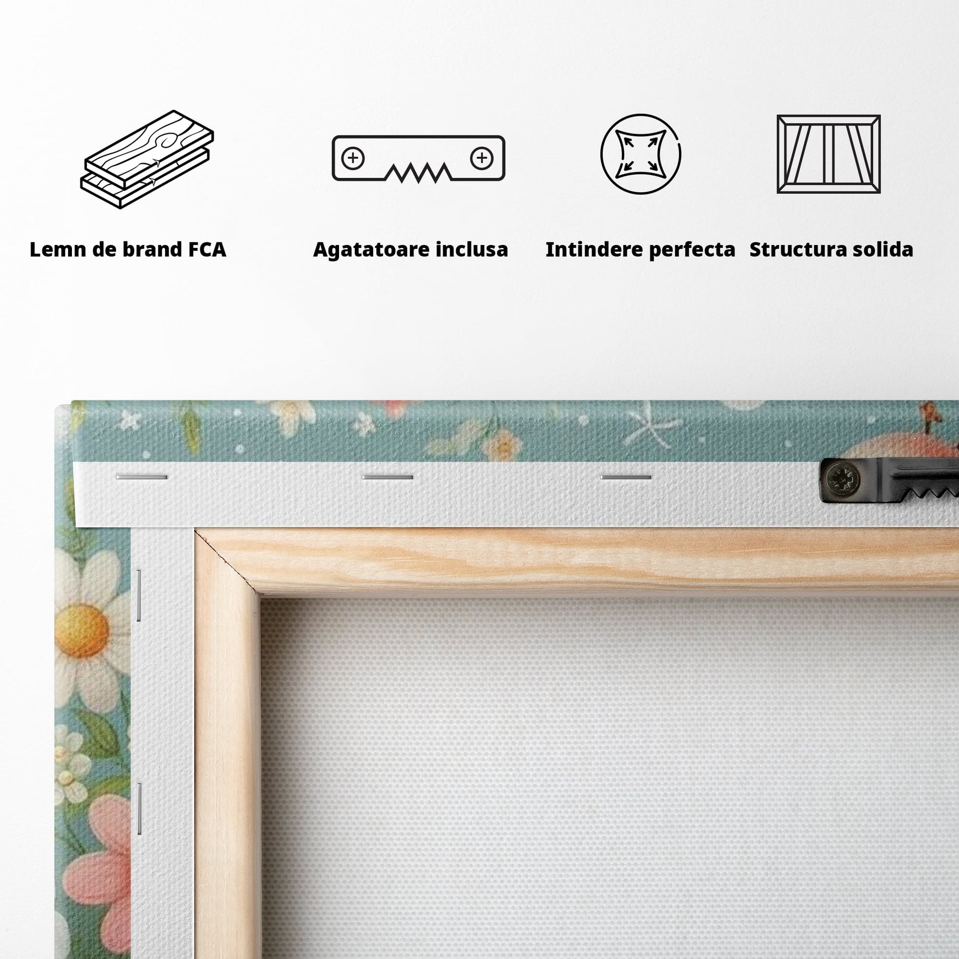 Tablou Canvas Premium, LuxCanva® K1047, Mieluselul Visator, Pui, Pasarele, Zbor, Pastelat, Lana, Flori, Armonie, Fluturi, Adormit, Gradina, Liniste, Veselie, Animalute, Camera Copil, Dormitor