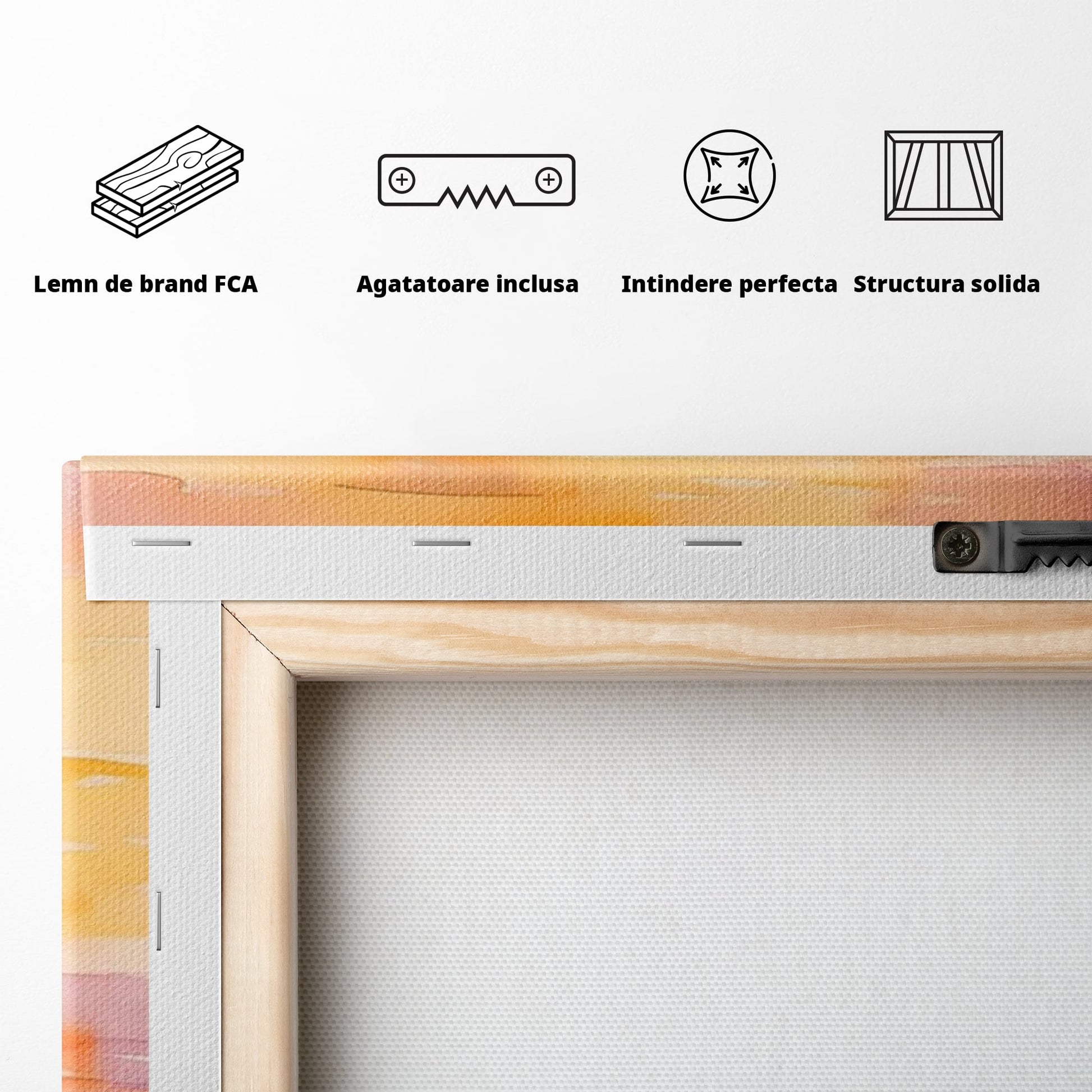 Tablou Canvas Premium, LuxCanva® K1050, Elefantelul de la Apus, Seara, Calda, Savana, Vise, Soare, Zambet, Urechi, Inima, Blanda, Portocaliu, Liliac, Acuarela, Camera Copil, Dormitor