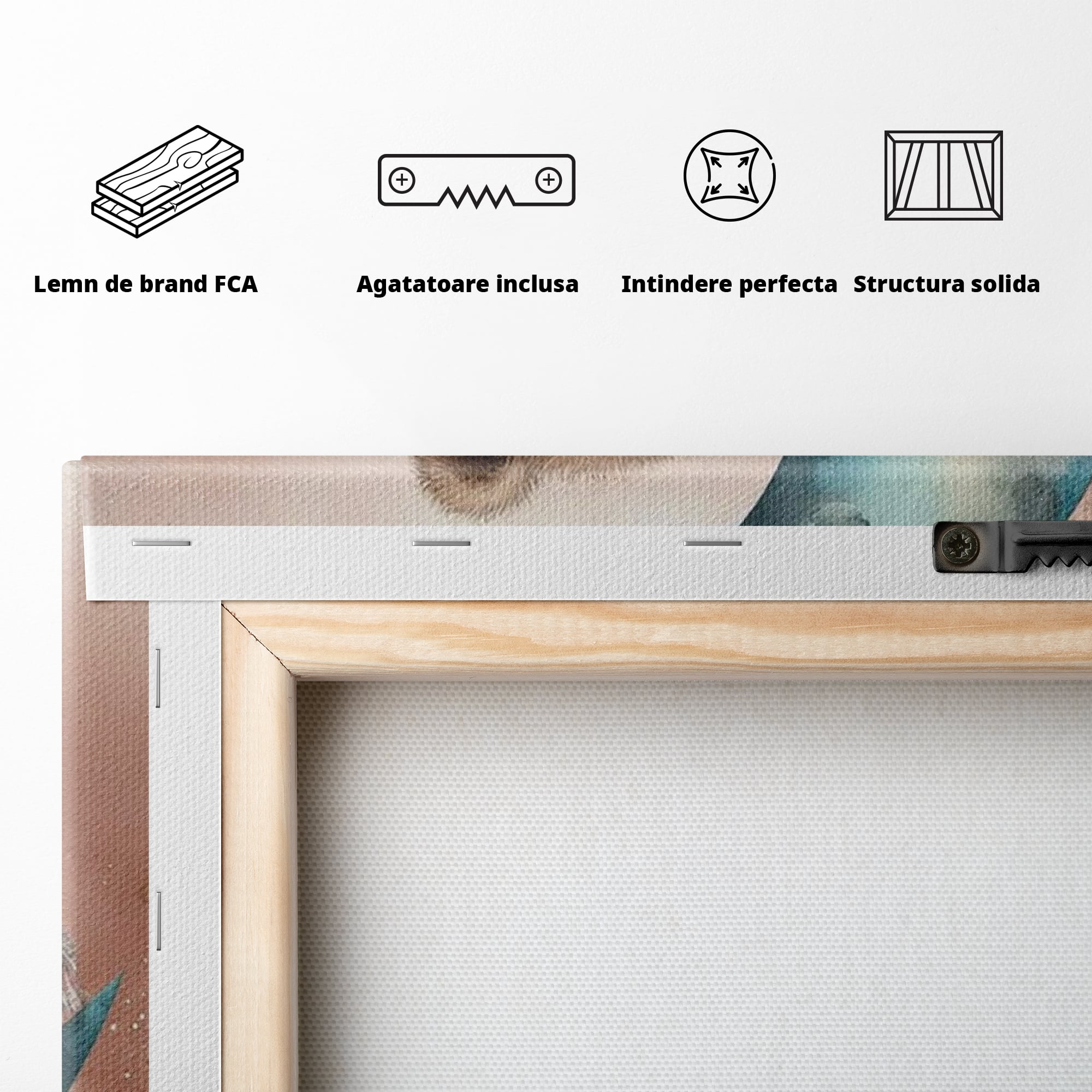 Tablou Canvas Premium, LuxCanva® K1054, In Leaganul Ceresc, Urs, Imbratisare, Luna, Liniste, Ceresc, Protectie, Univers, Albastru, Aurora, Mangaiere, Praf, Stele, Visare, Camera Copil, Dormitor