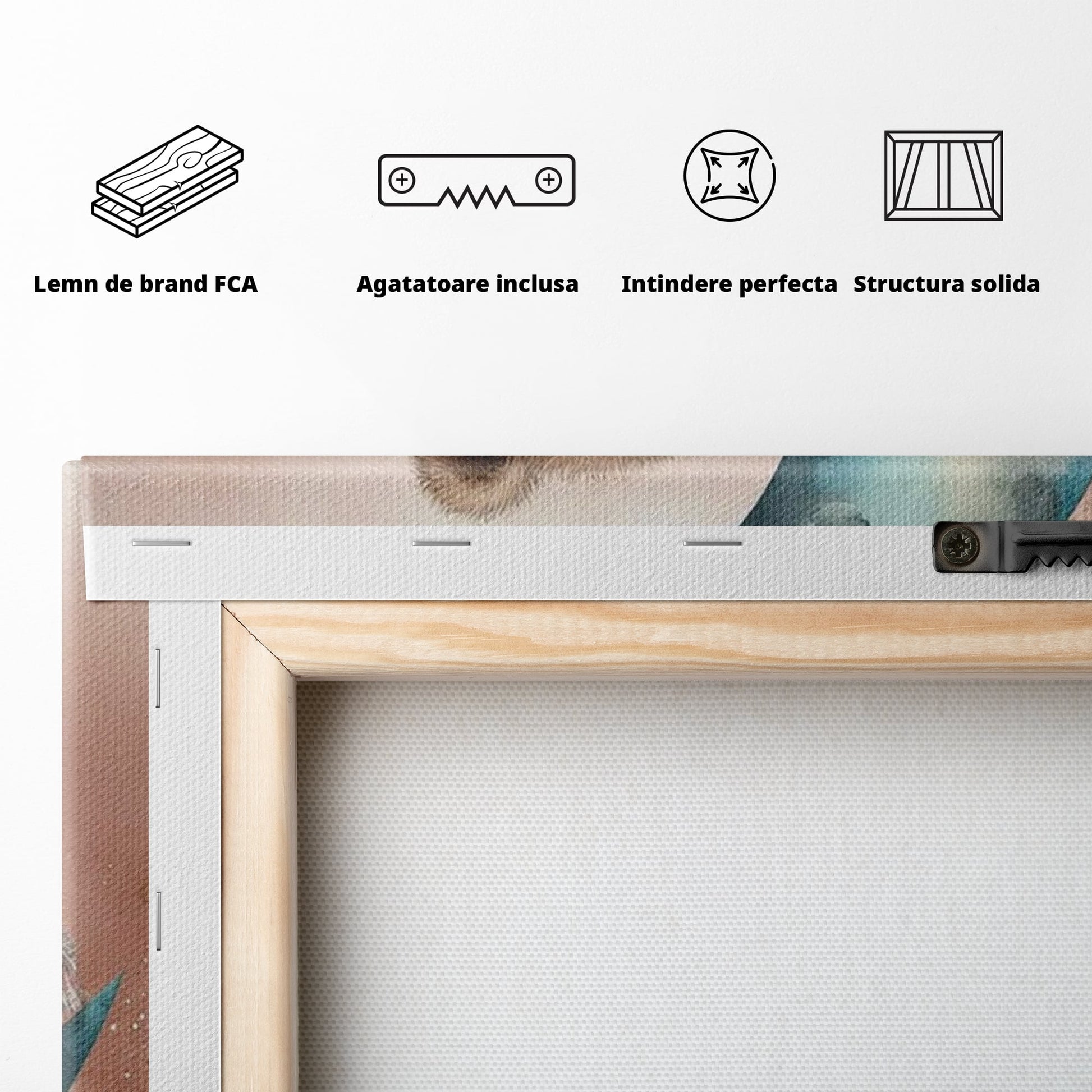 Tablou Canvas Premium, LuxCanva® K1054, In Leaganul Ceresc, Urs, Imbratisare, Luna, Liniste, Ceresc, Protectie, Univers, Albastru, Aurora, Mangaiere, Praf, Stele, Visare, Camera Copil, Dormitor