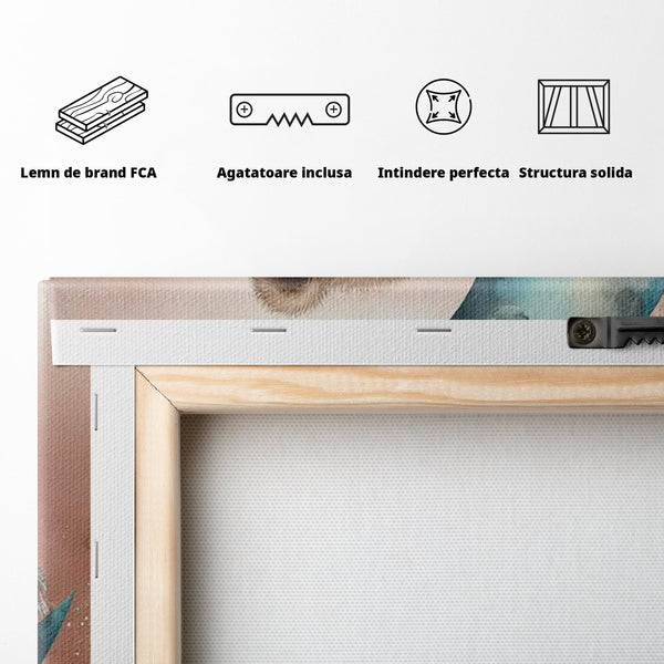 Tablou Canvas Premium, LuxCanva® K1054, In Leaganul Ceresc, Urs, Imbratisare, Luna, Liniste, Ceresc, Protectie, Univers, Albastru, Aurora, Mangaiere, Praf, Stele, Visare, Camera Copil, Dormitor