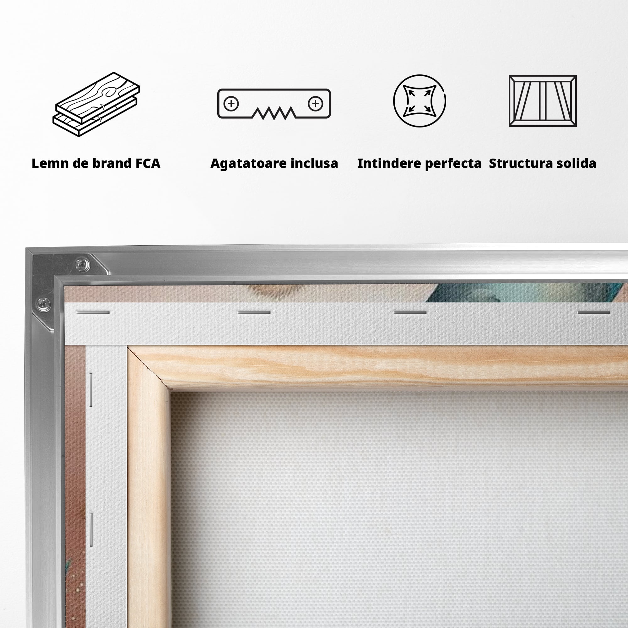 Tablou Canvas Premium, LuxCanva® K1054, In Leaganul Ceresc, Urs, Imbratisare, Luna, Liniste, Ceresc, Protectie, Univers, Albastru, Aurora, Mangaiere, Praf, Stele, Visare, Camera Copil, Dormitor