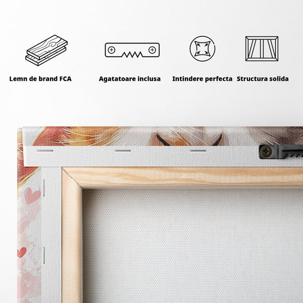 Tablou Canvas Premium, LuxCanva® K1055, Prietenie Pufoasa, Pisicute, Iubire, Inimioare, Imbratisare, Copilarie, Dragalas, Camera Copil, Dormitor