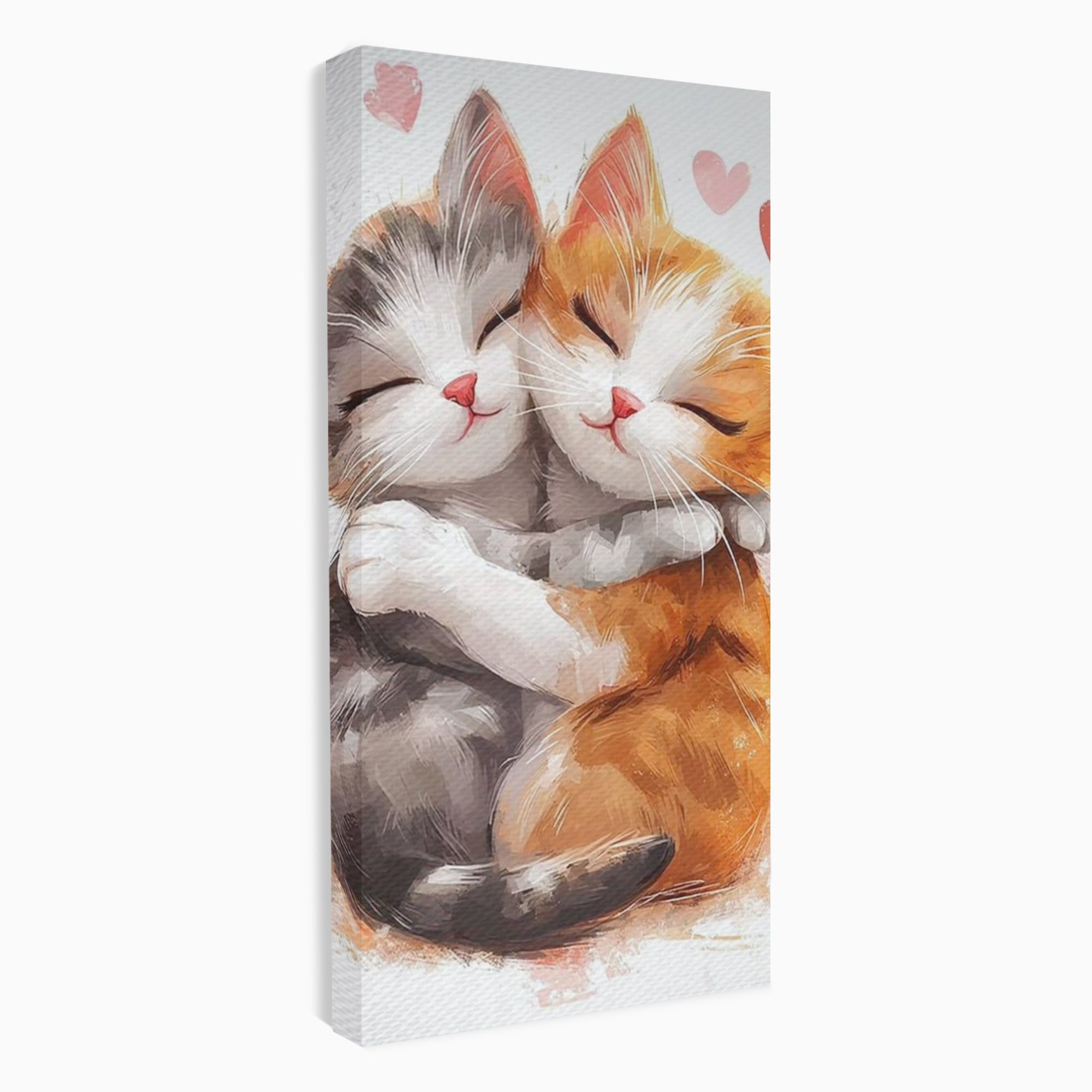 Tablou Canvas Premium, LuxCanva® K1055, Prietenie Pufoasa, Pisicute, Iubire, Inimioare, Imbratisare, Copilarie, Dragalas, Camera Copil, Dormitor