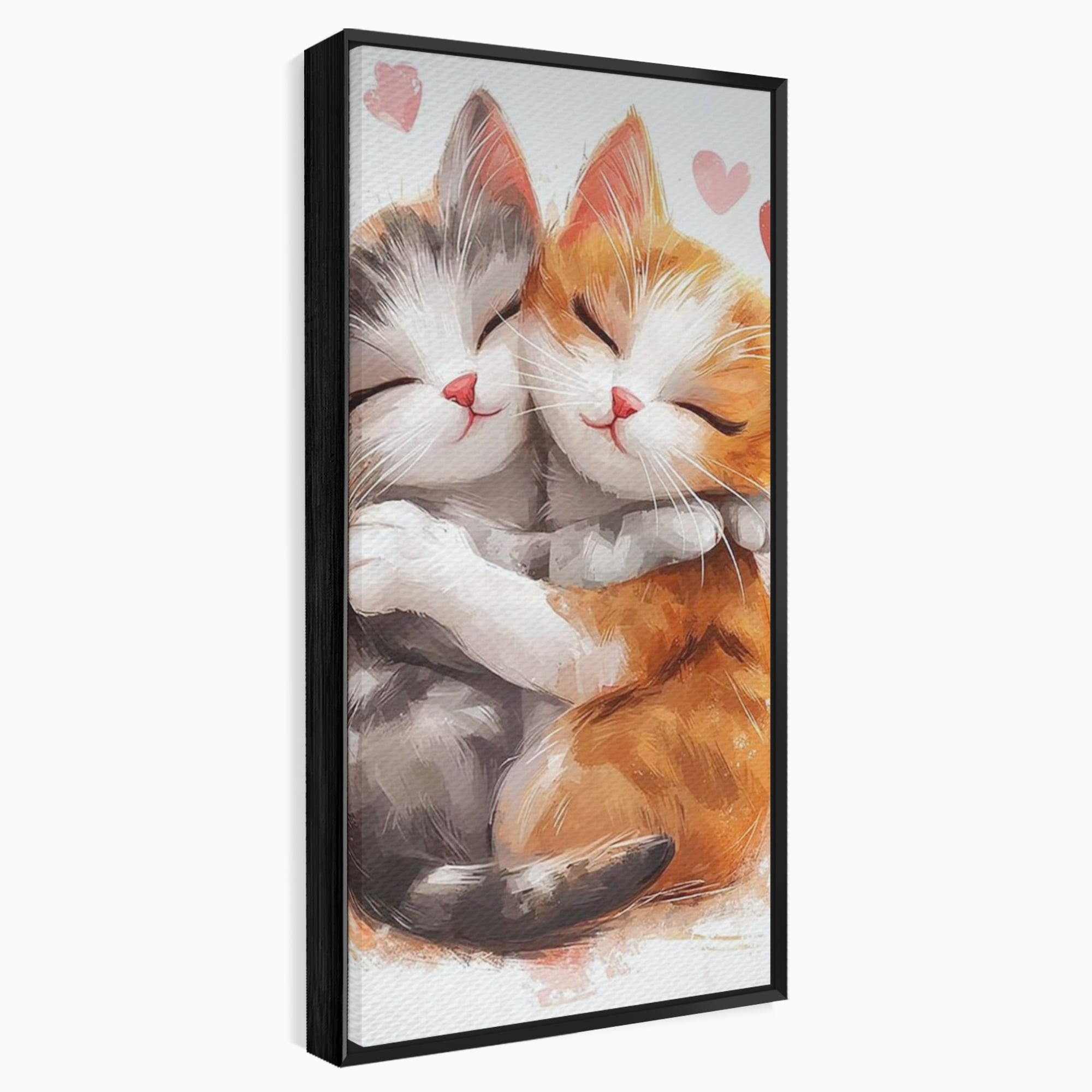 Tablou Canvas Premium, LuxCanva® K1055, Prietenie Pufoasa, Pisicute, Iubire, Inimioare, Imbratisare, Copilarie, Dragalas, Camera Copil, Dormitor