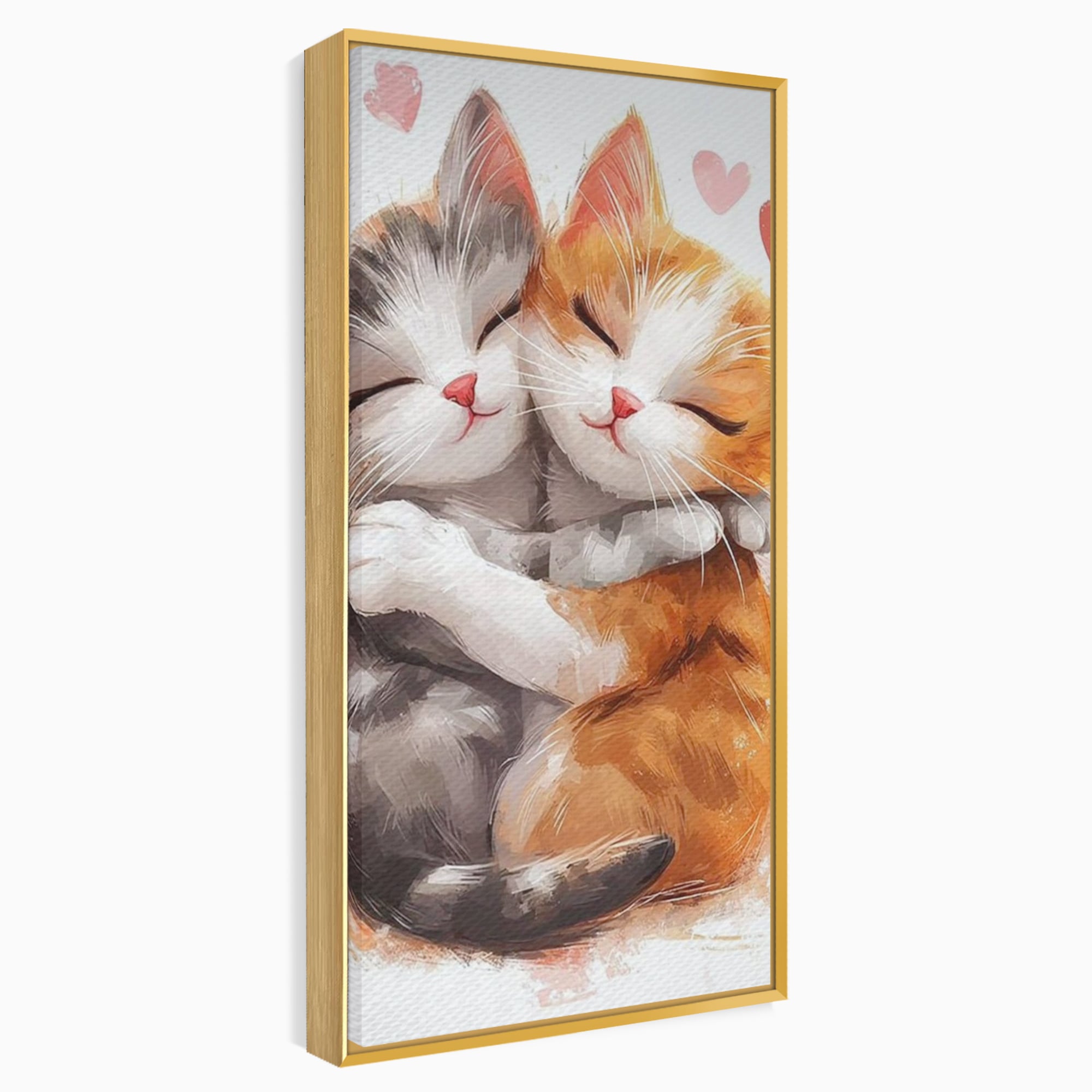 Tablou Canvas Premium, LuxCanva® K1055, Prietenie Pufoasa, Pisicute, Iubire, Inimioare, Imbratisare, Copilarie, Dragalas, Camera Copil, Dormitor