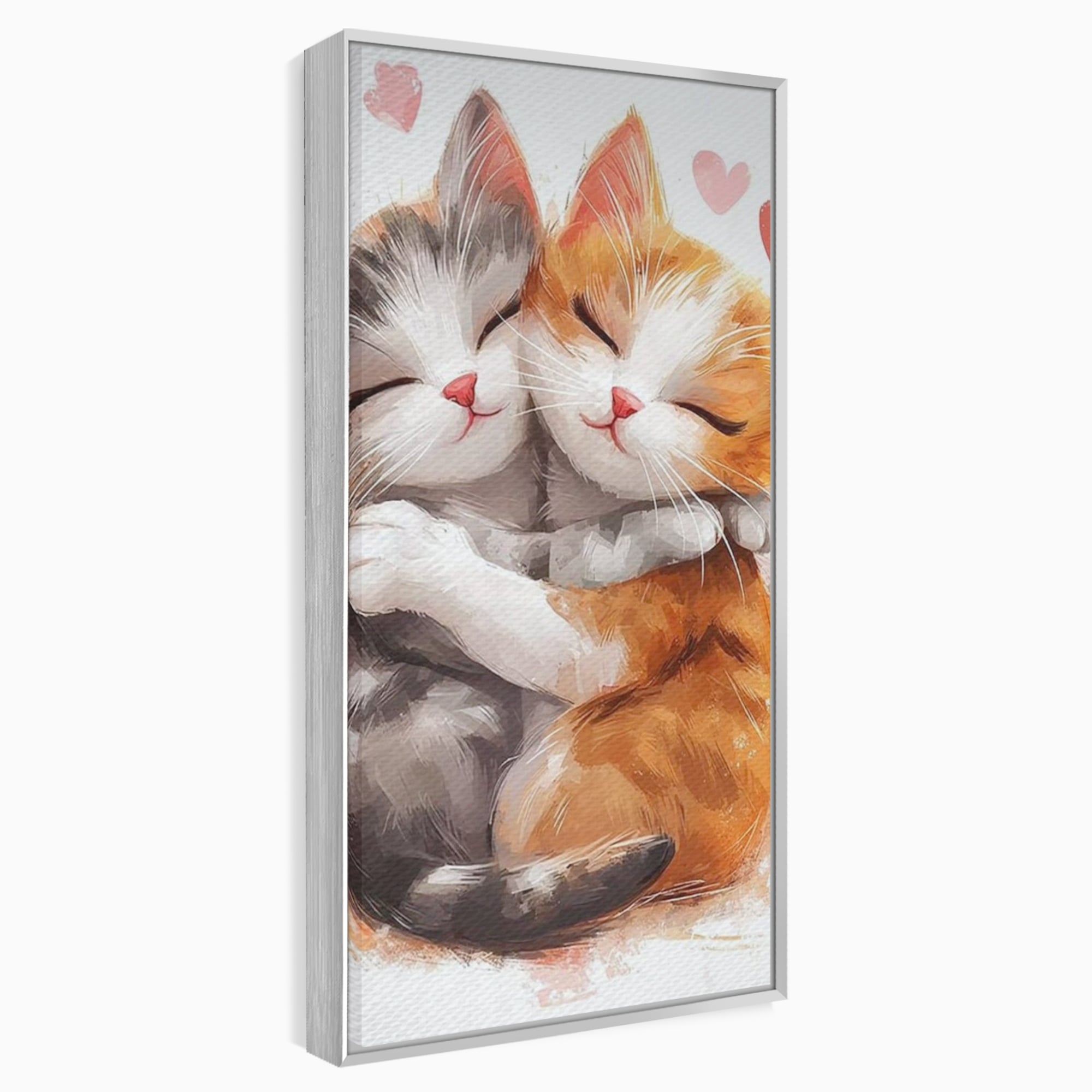 Tablou Canvas Premium, LuxCanva® K1055, Prietenie Pufoasa, Pisicute, Iubire, Inimioare, Imbratisare, Copilarie, Dragalas, Camera Copil, Dormitor