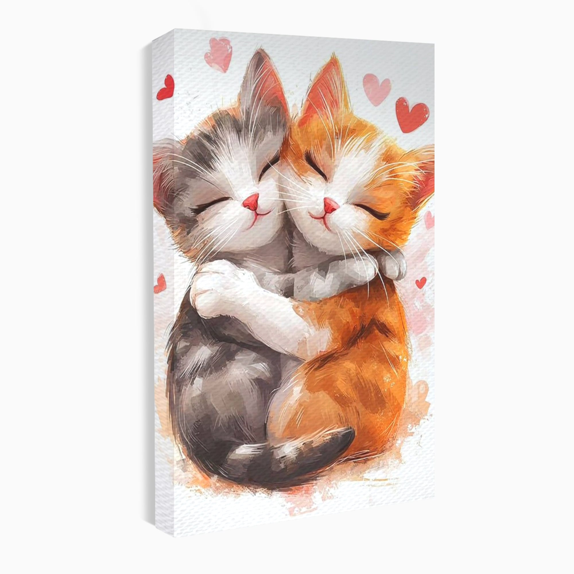 Tablou Canvas Premium, LuxCanva® K1055, Prietenie Pufoasa, Pisicute, Iubire, Inimioare, Imbratisare, Copilarie, Dragalas, Camera Copil, Dormitor