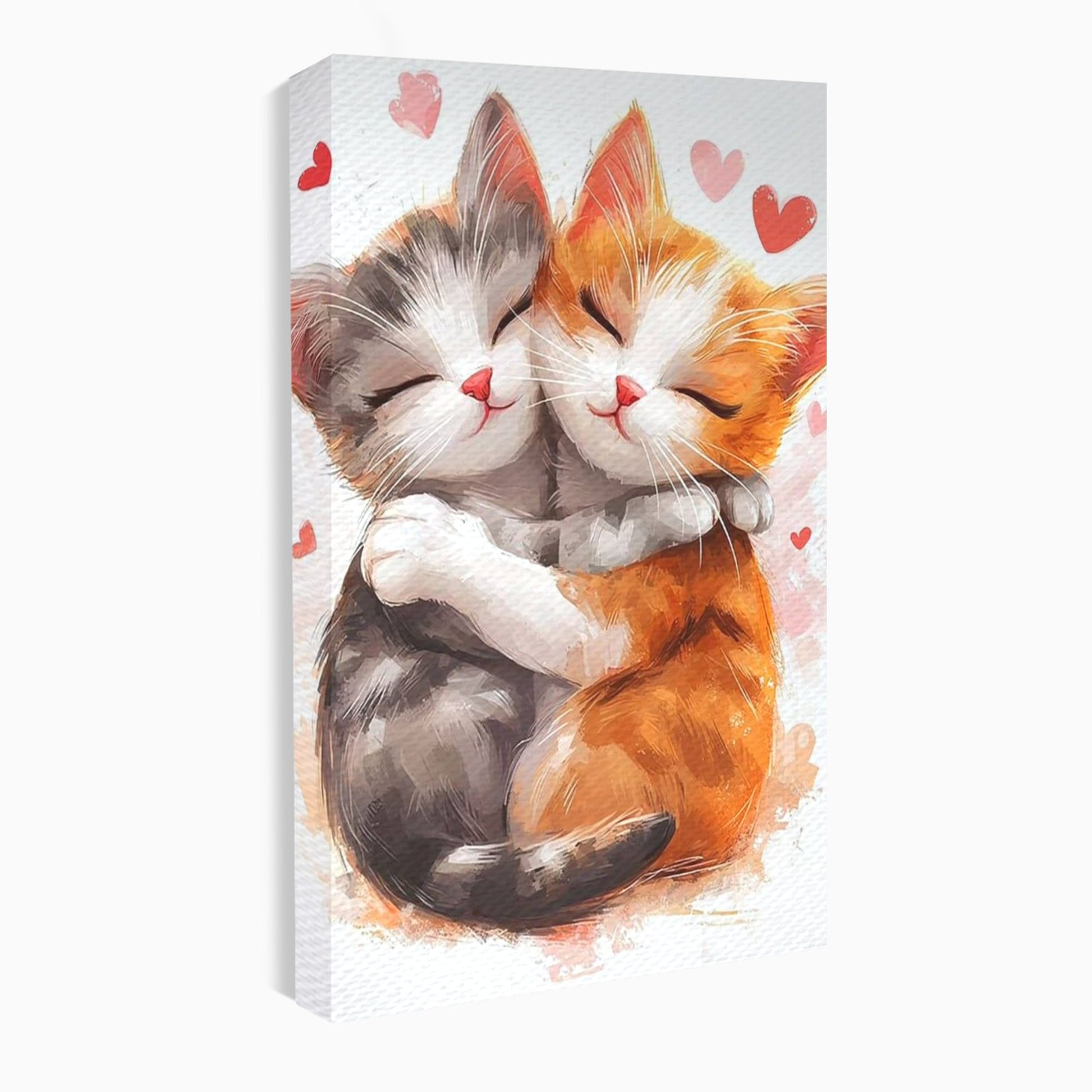Tablou Canvas Premium, LuxCanva® K1055, Prietenie Pufoasa, Pisicute, Iubire, Inimioare, Imbratisare, Copilarie, Dragalas, Camera Copil, Dormitor