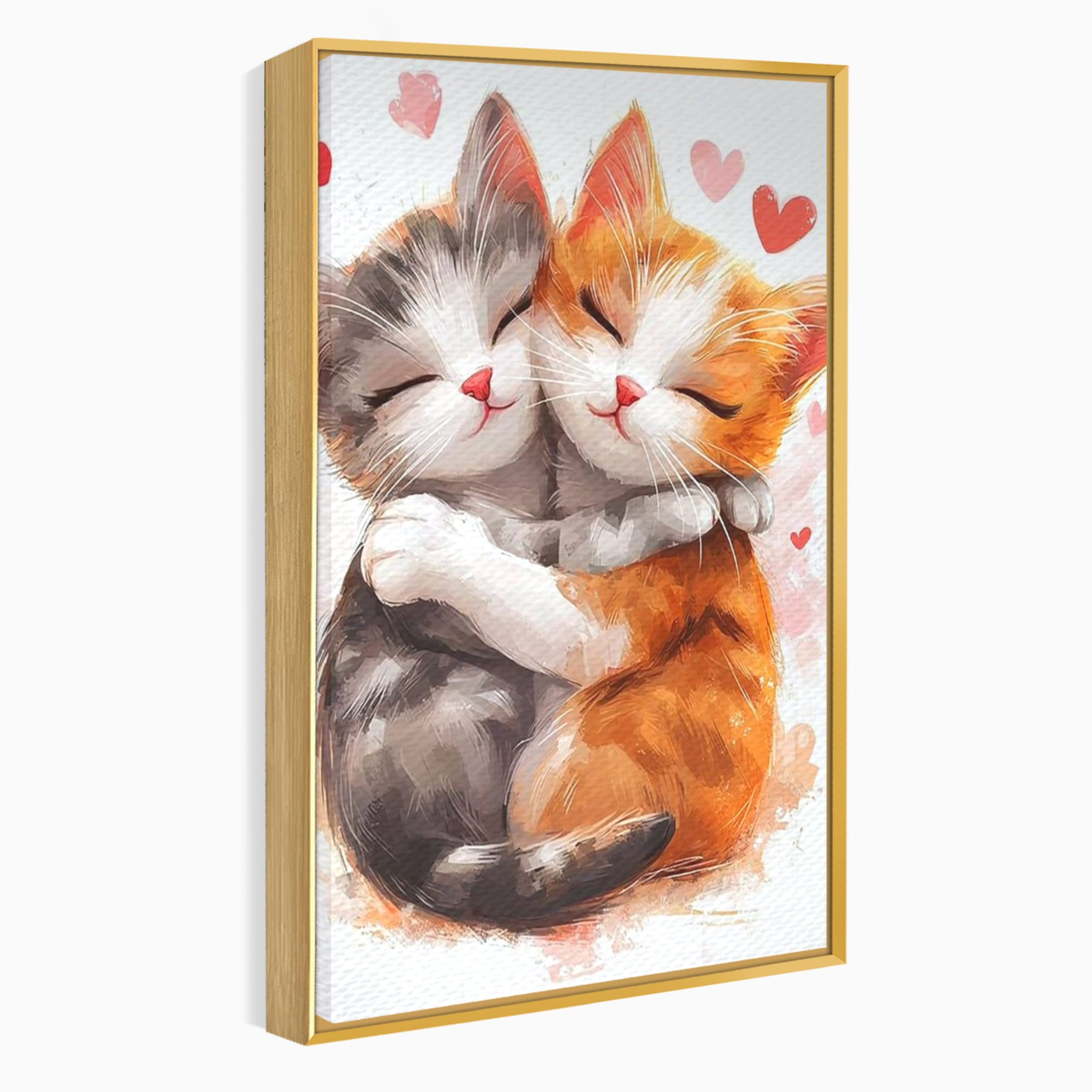 Tablou Canvas Premium, LuxCanva® K1055, Prietenie Pufoasa, Pisicute, Iubire, Inimioare, Imbratisare, Copilarie, Dragalas, Camera Copil, Dormitor