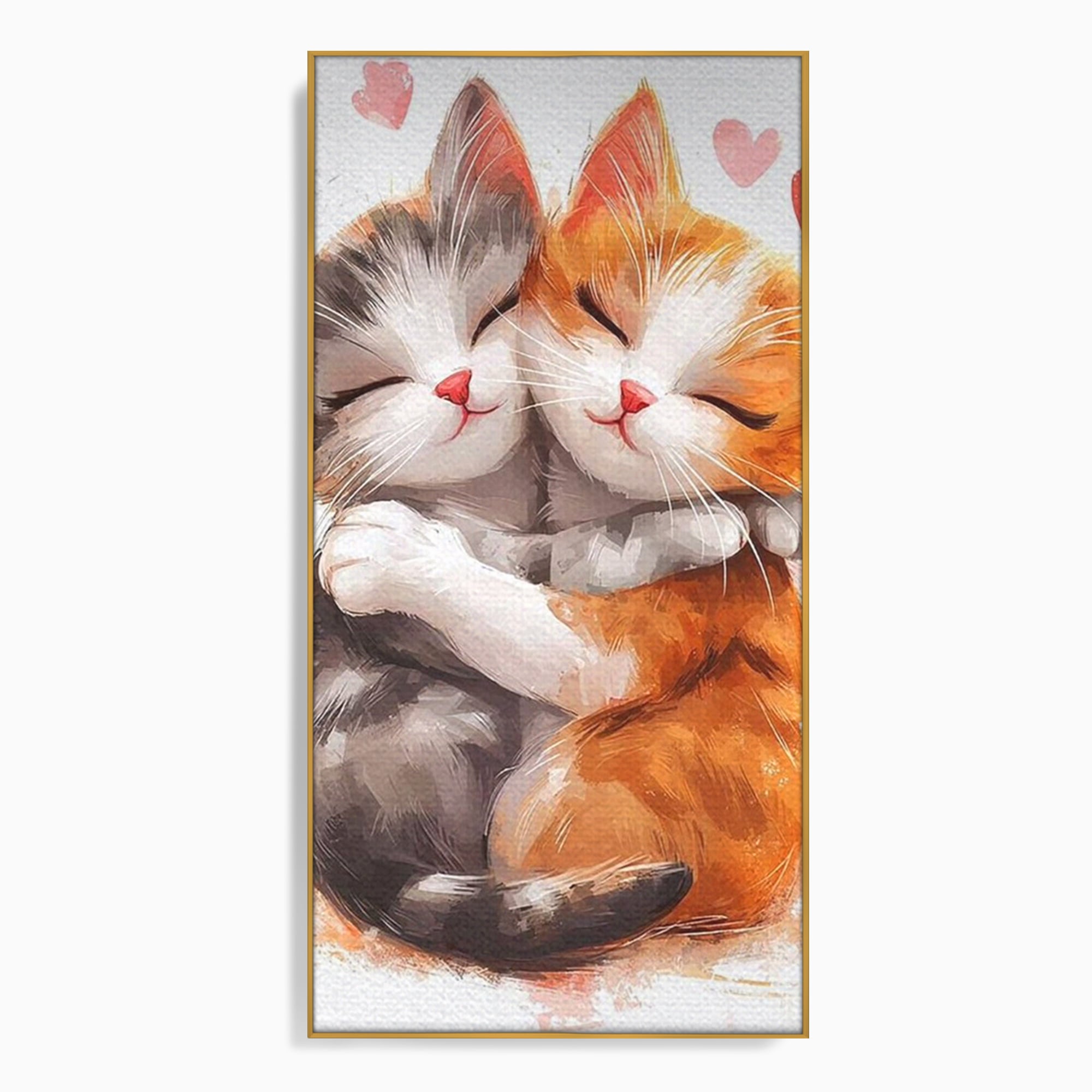 Tablou Canvas Premium, LuxCanva® K1055, Prietenie Pufoasa, Pisicute, Iubire, Inimioare, Imbratisare, Copilarie, Dragalas, Camera Copil, Dormitor