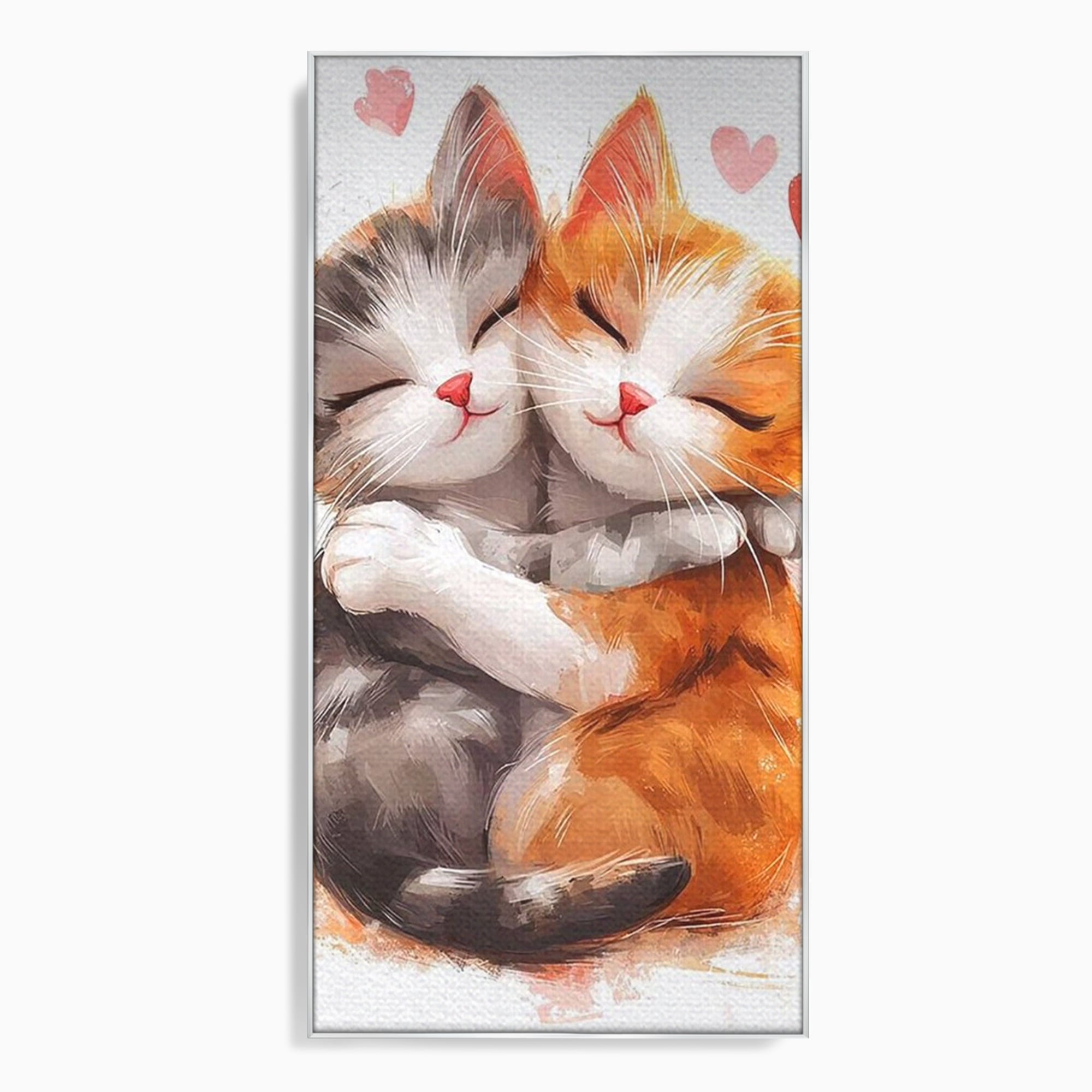 Tablou Canvas Premium, LuxCanva® K1055, Prietenie Pufoasa, Pisicute, Iubire, Inimioare, Imbratisare, Copilarie, Dragalas, Camera Copil, Dormitor
