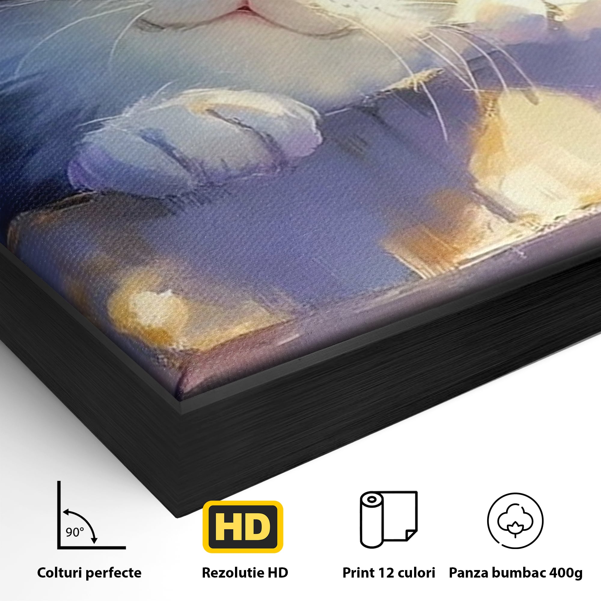 Tablou Canvas Premium, LuxCanva® K1057, Visand la Joaca, Pastel, Adorabil, Pufosenie, Pisica, Pictura, Poveste, Visare, Albastru, Camera Copil, Dormitor