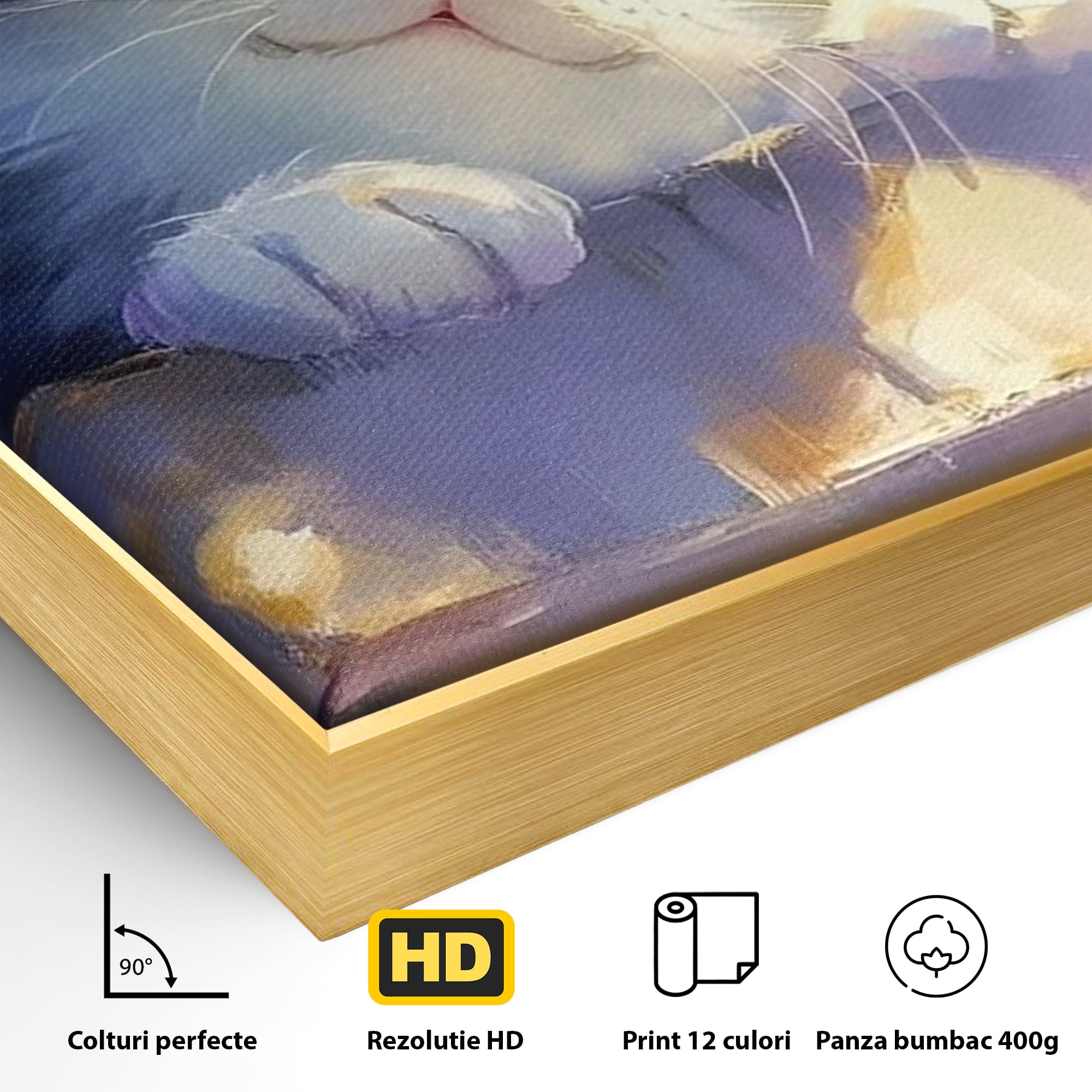 Tablou Canvas Premium, LuxCanva® K1057, Visand la Joaca, Pastel, Adorabil, Pufosenie, Pisica, Pictura, Poveste, Visare, Albastru, Camera Copil, Dormitor