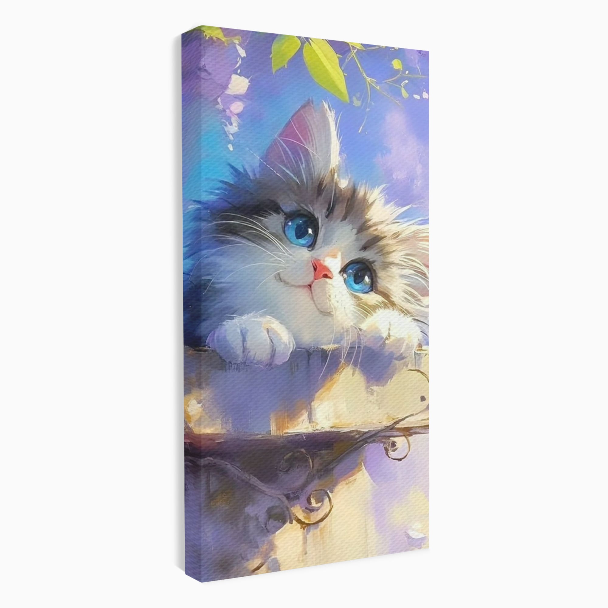 Tablou Canvas Premium, LuxCanva® K1057, Visand la Joaca, Pastel, Adorabil, Pufosenie, Pisica, Pictura, Poveste, Visare, Albastru, Camera Copil, Dormitor