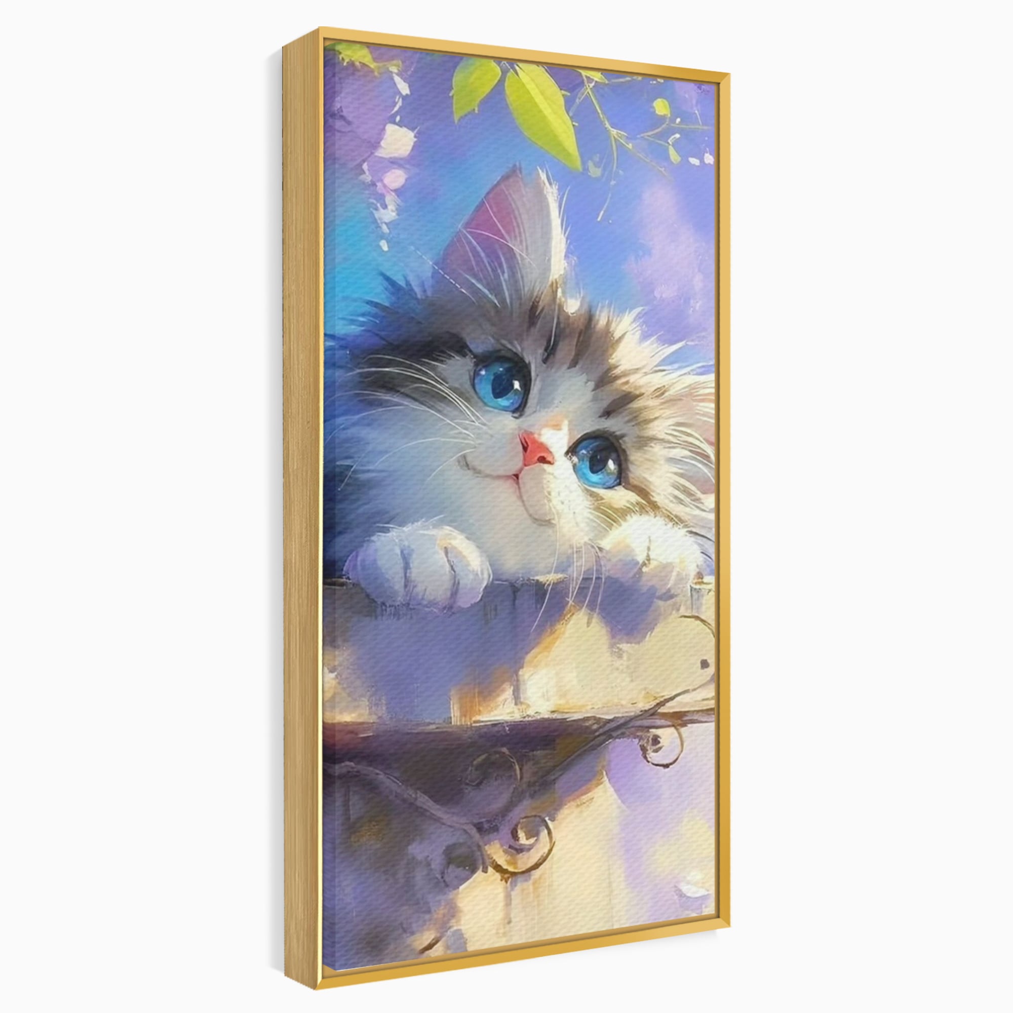 Tablou Canvas Premium, LuxCanva® K1057, Visand la Joaca, Pastel, Adorabil, Pufosenie, Pisica, Pictura, Poveste, Visare, Albastru, Camera Copil, Dormitor