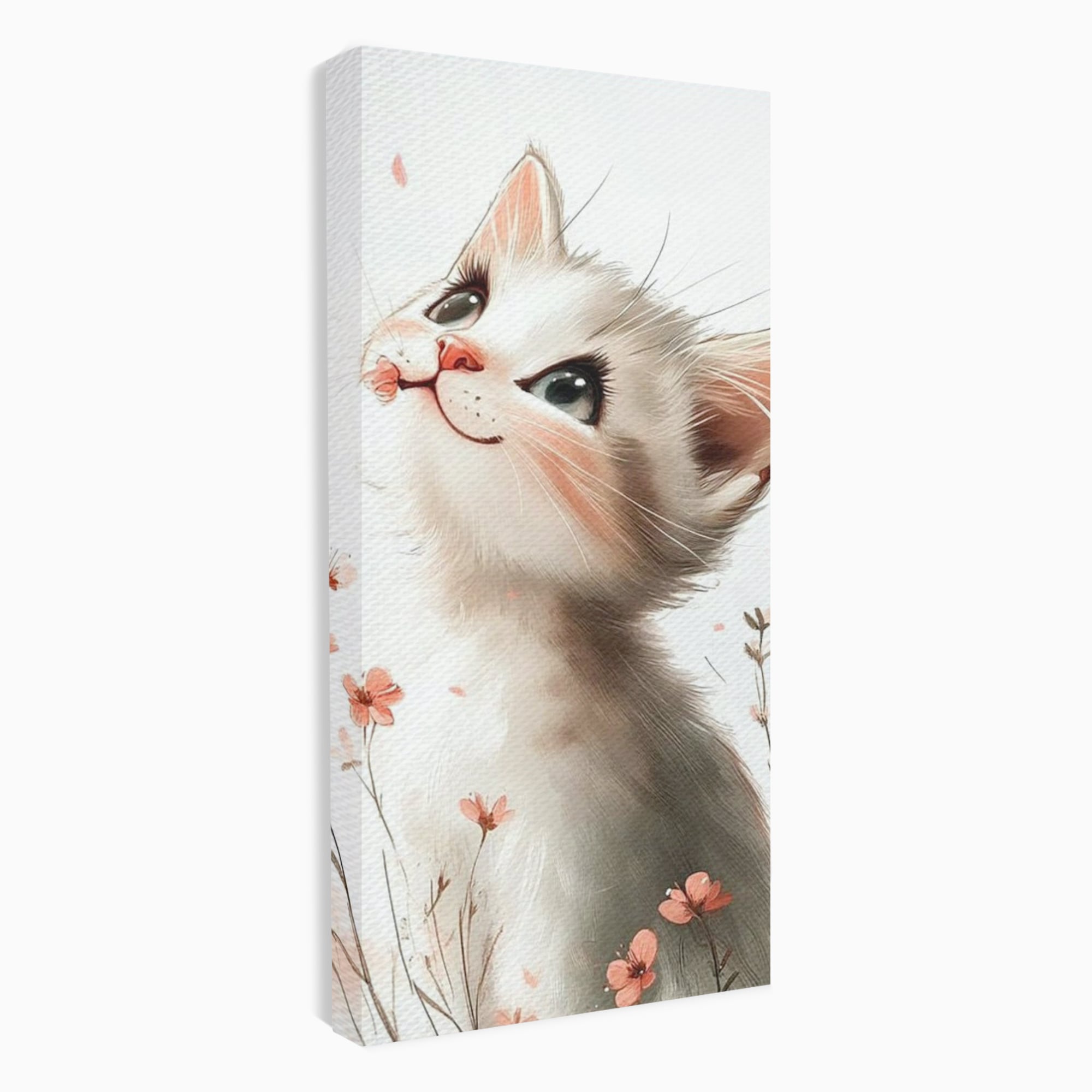 Leinwand Wandkunst Canvas Premium, LuxCanva® K1058, Frühling Blume, Blumen, Schnurrbart, Kätzchen, Baby, süß, Unschuld, Pastell, Pastell, Rosa, Babyzimmer, Schlafzimmer