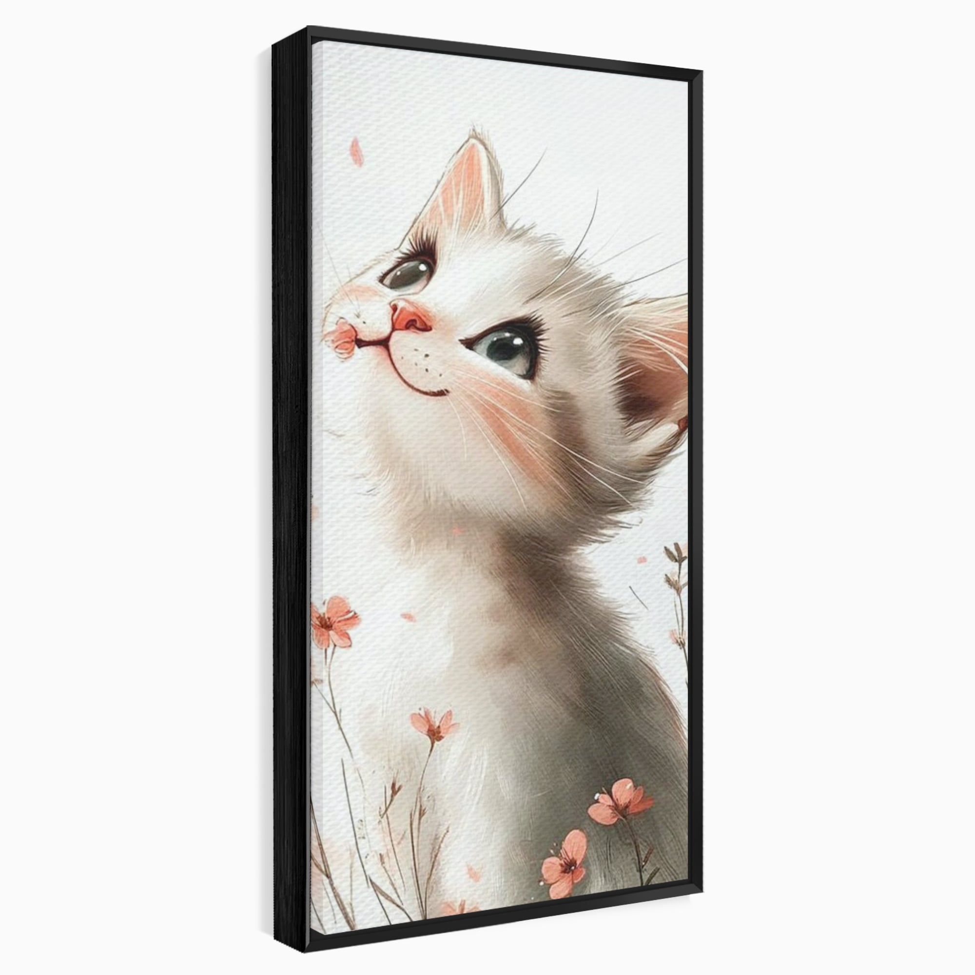 Leinwand Wandkunst Canvas Premium, LuxCanva® K1058, Frühling Blume, Blumen, Schnurrbart, Kätzchen, Baby, süß, Unschuld, Pastell, Pastell, Rosa, Babyzimmer, Schlafzimmer