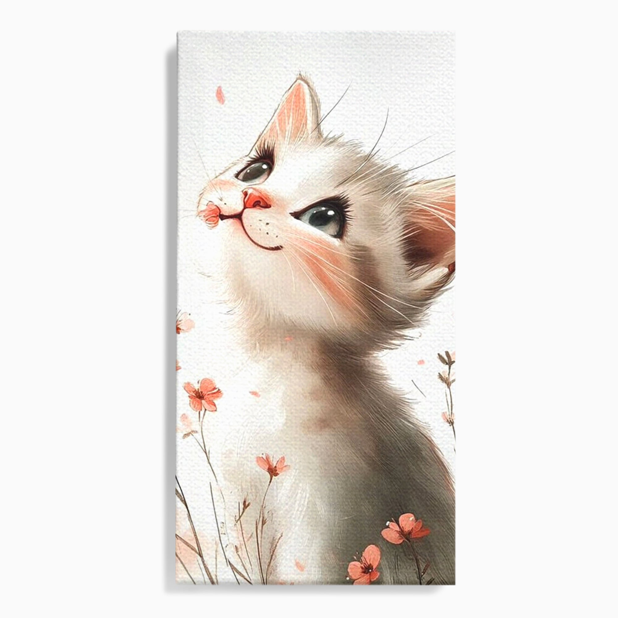 Leinwand Wandkunst Canvas Premium, LuxCanva® K1058, Frühling Blume, Blumen, Schnurrbart, Kätzchen, Baby, süß, Unschuld, Pastell, Pastell, Rosa, Babyzimmer, Schlafzimmer