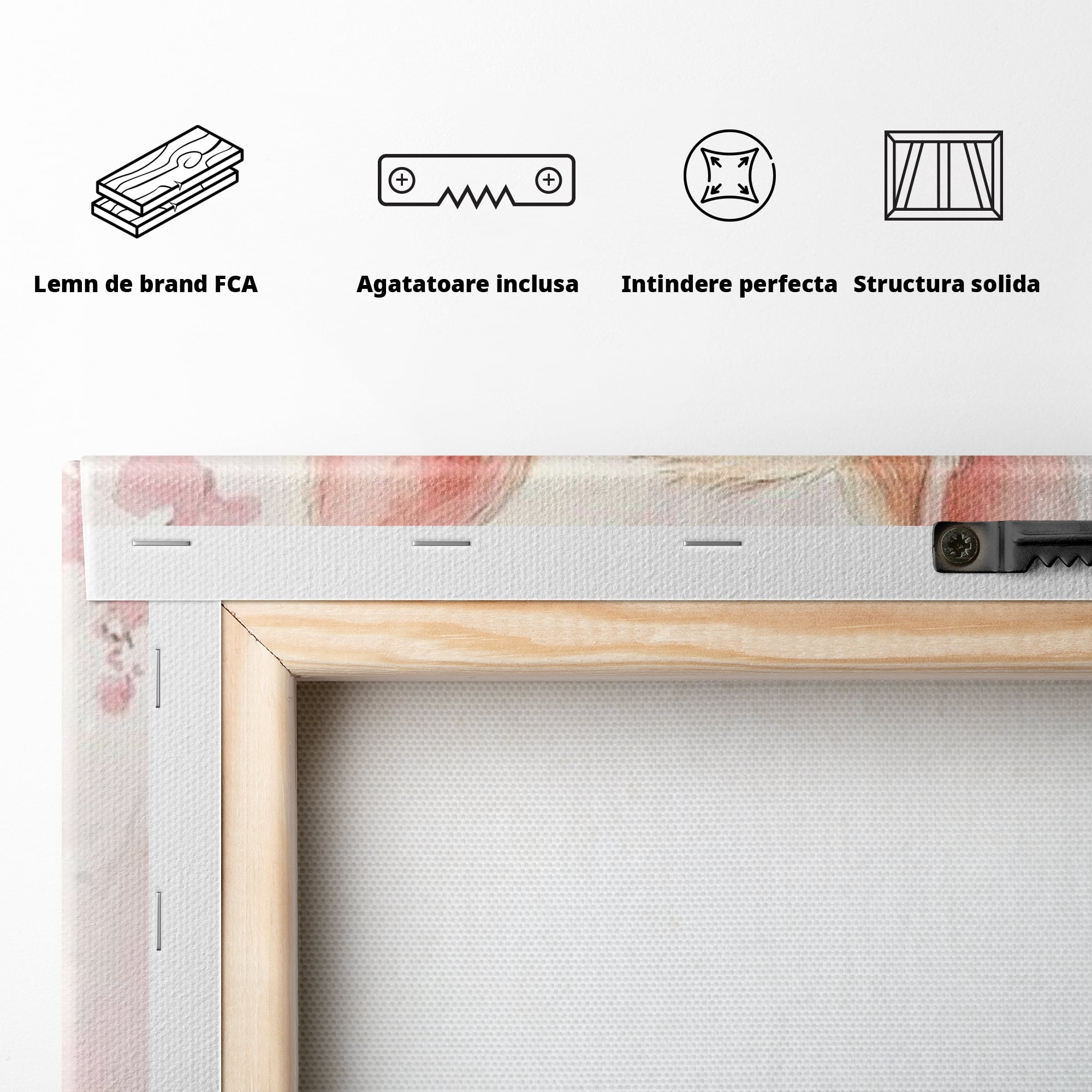Tablou Canvas Premium, LuxCanva® K1061, Micuta Visatoare, Caprioara, Pastel, Natura, Copilarie, Roz, Gingasie, Poveste, Padure, Camera Copil, Dormitor