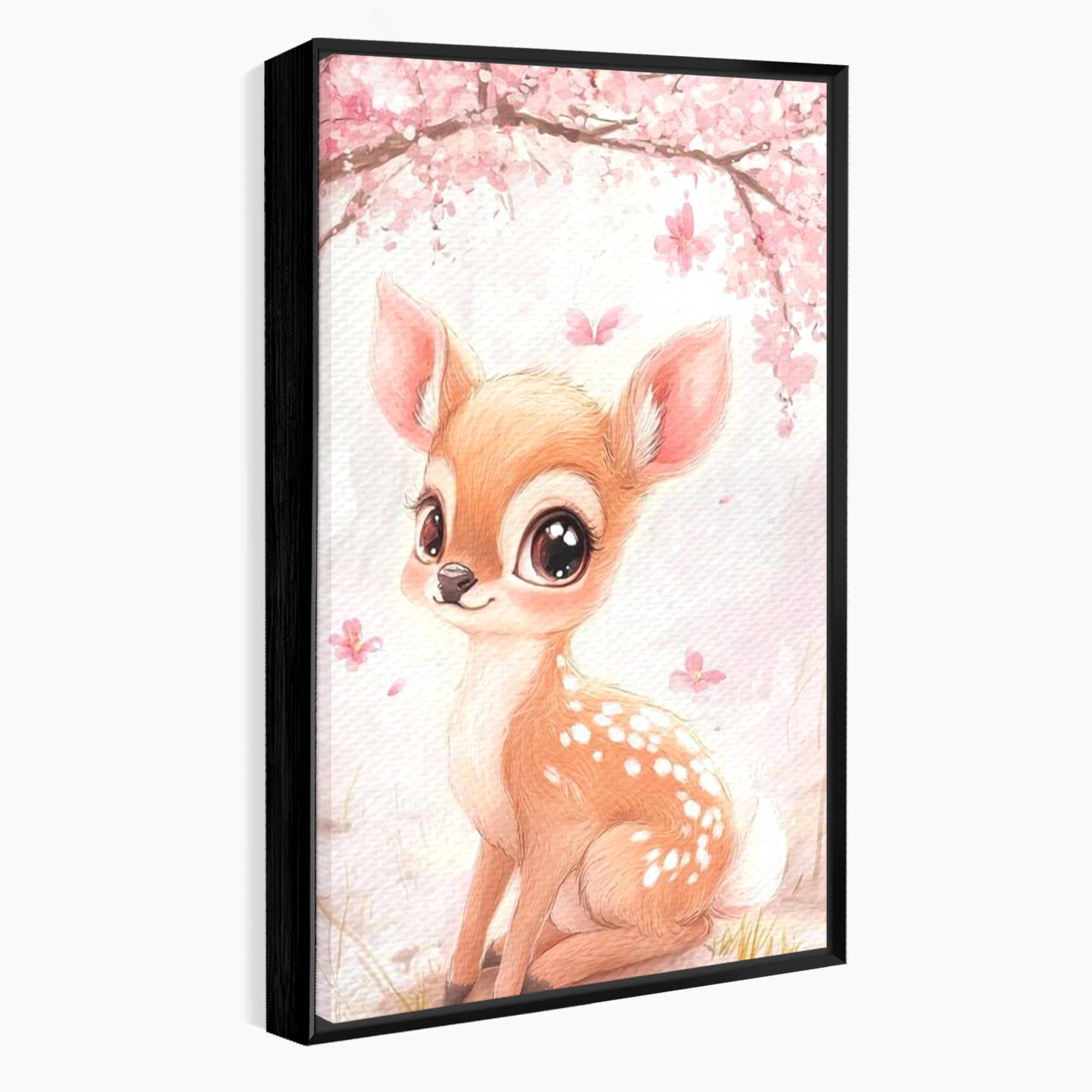 Tablou Canvas Premium, LuxCanva® K1061, Micuta Visatoare, Caprioara, Pastel, Natura, Copilarie, Roz, Gingasie, Poveste, Padure, Camera Copil, Dormitor