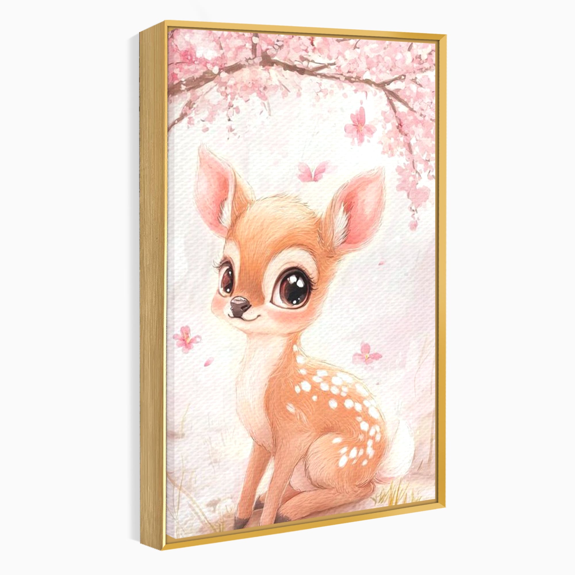Tablou Canvas Premium, LuxCanva® K1061, Micuta Visatoare, Caprioara, Pastel, Natura, Copilarie, Roz, Gingasie, Poveste, Padure, Camera Copil, Dormitor