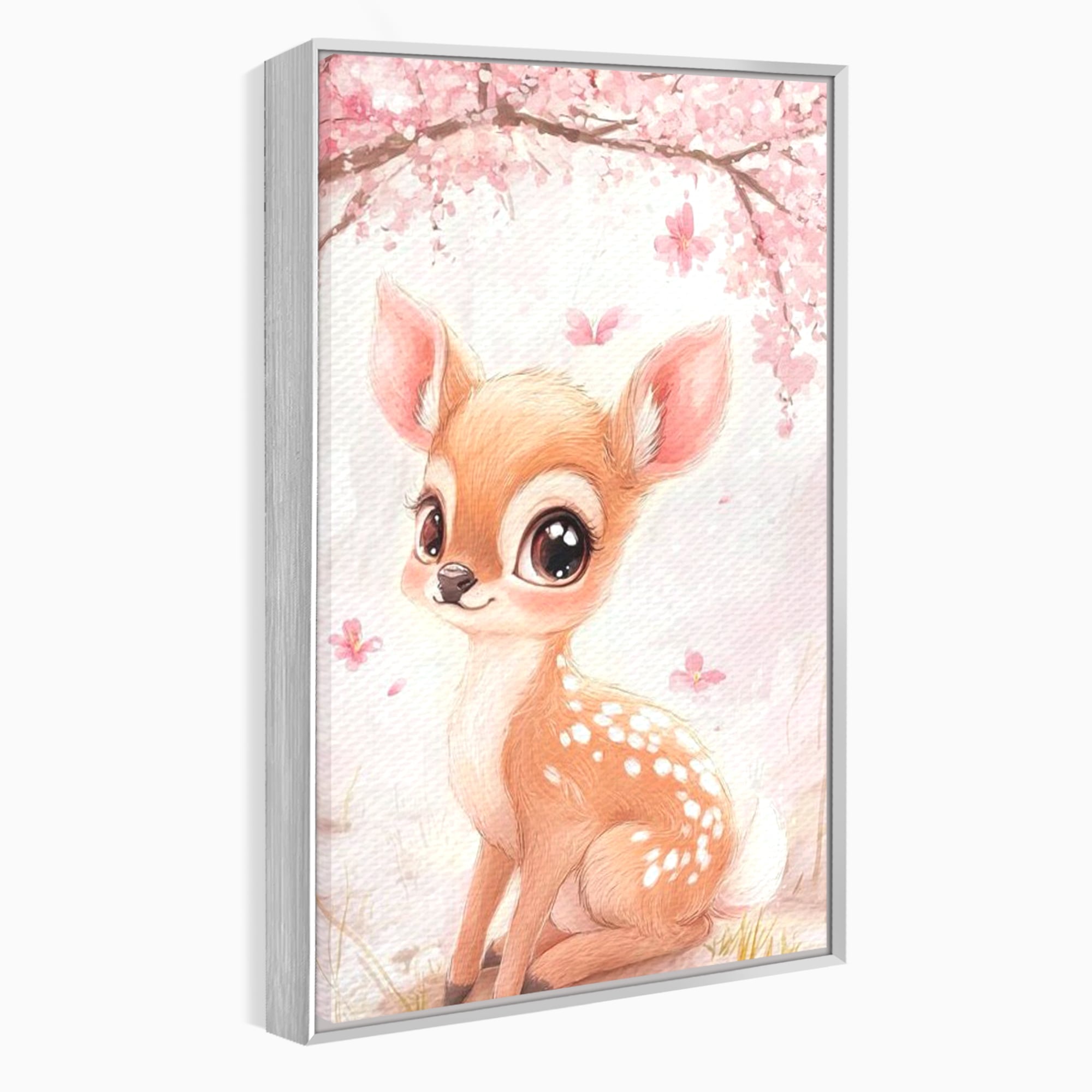 Tablou Canvas Premium, LuxCanva® K1061, Micuta Visatoare, Caprioara, Pastel, Natura, Copilarie, Roz, Gingasie, Poveste, Padure, Camera Copil, Dormitor