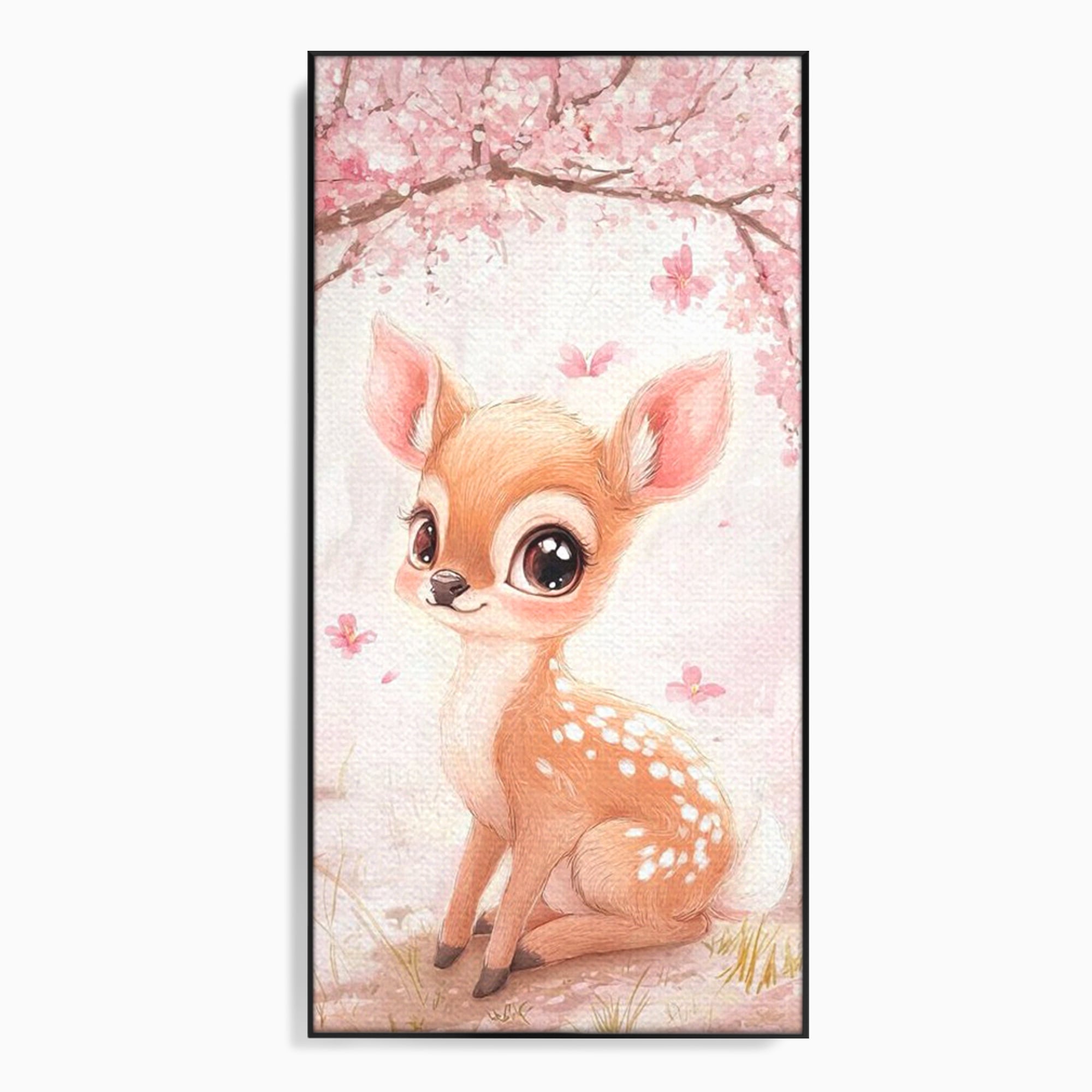 Tablou Canvas Premium, LuxCanva® K1061, Micuta Visatoare, Caprioara, Pastel, Natura, Copilarie, Roz, Gingasie, Poveste, Padure, Camera Copil, Dormitor