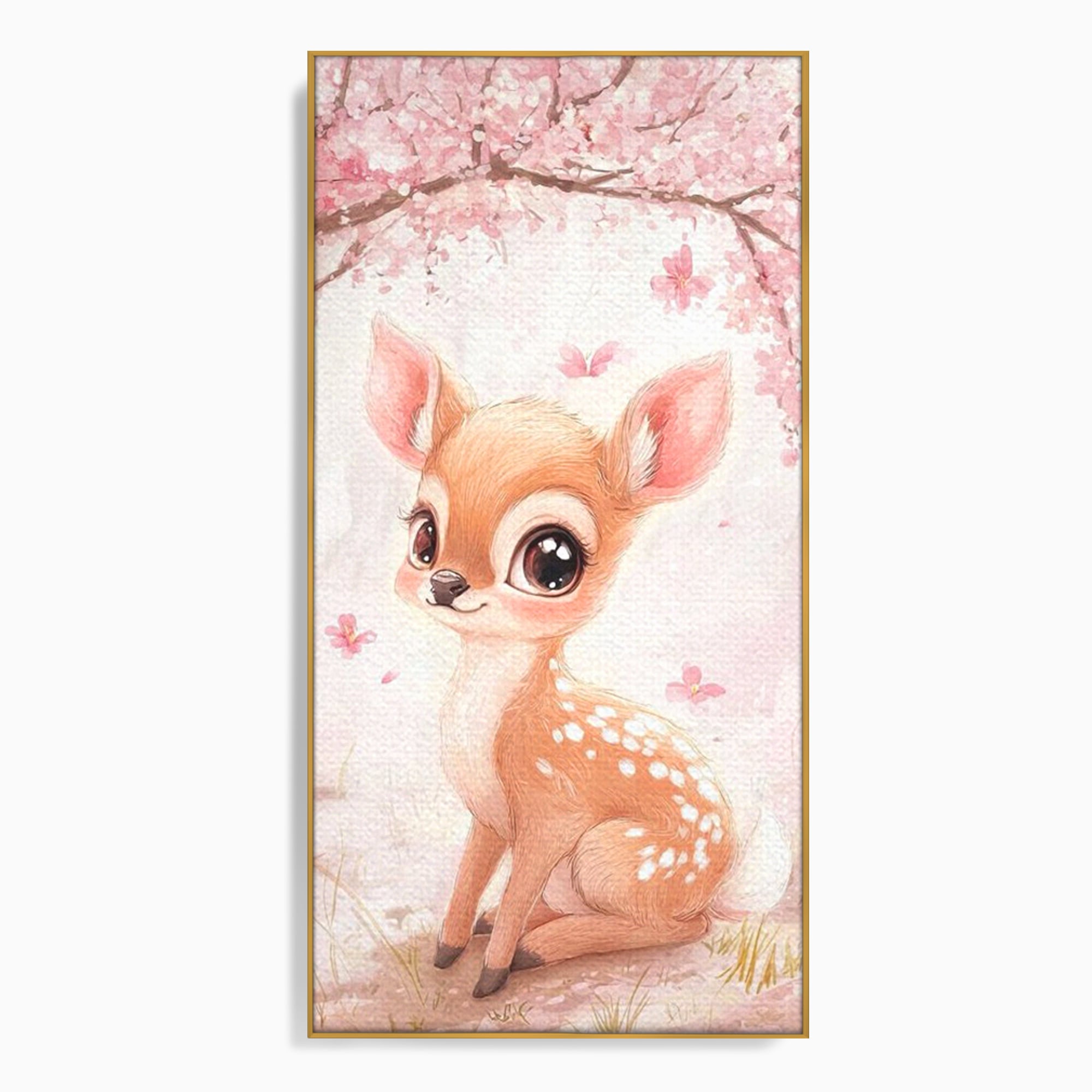 Tablou Canvas Premium, LuxCanva® K1061, Micuta Visatoare, Caprioara, Pastel, Natura, Copilarie, Roz, Gingasie, Poveste, Padure, Camera Copil, Dormitor