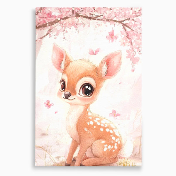Tablou Canvas Premium, LuxCanva® K1061, Micuta Visatoare, Caprioara, Pastel, Natura, Copilarie, Roz, Gingasie, Poveste, Padure, Camera Copil, Dormitor
