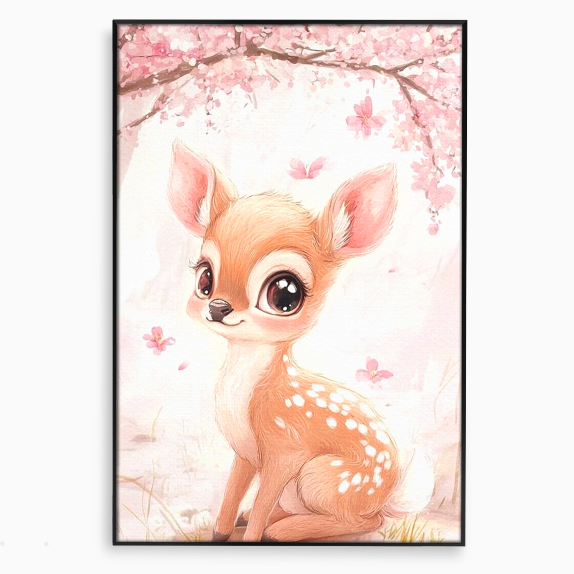 Tablou Canvas Premium, LuxCanva® K1061, Micuta Visatoare, Caprioara, Pastel, Natura, Copilarie, Roz, Gingasie, Poveste, Padure, Camera Copil, Dormitor