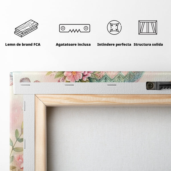 Tablou Canvas Premium, LuxCanva® K1064, Micutul Prieten al Iernii, Pinguin, Frig, Rece, Gradina, Floricele, Fluturi, Desen, Hainute, Camera Copil, Dormitor