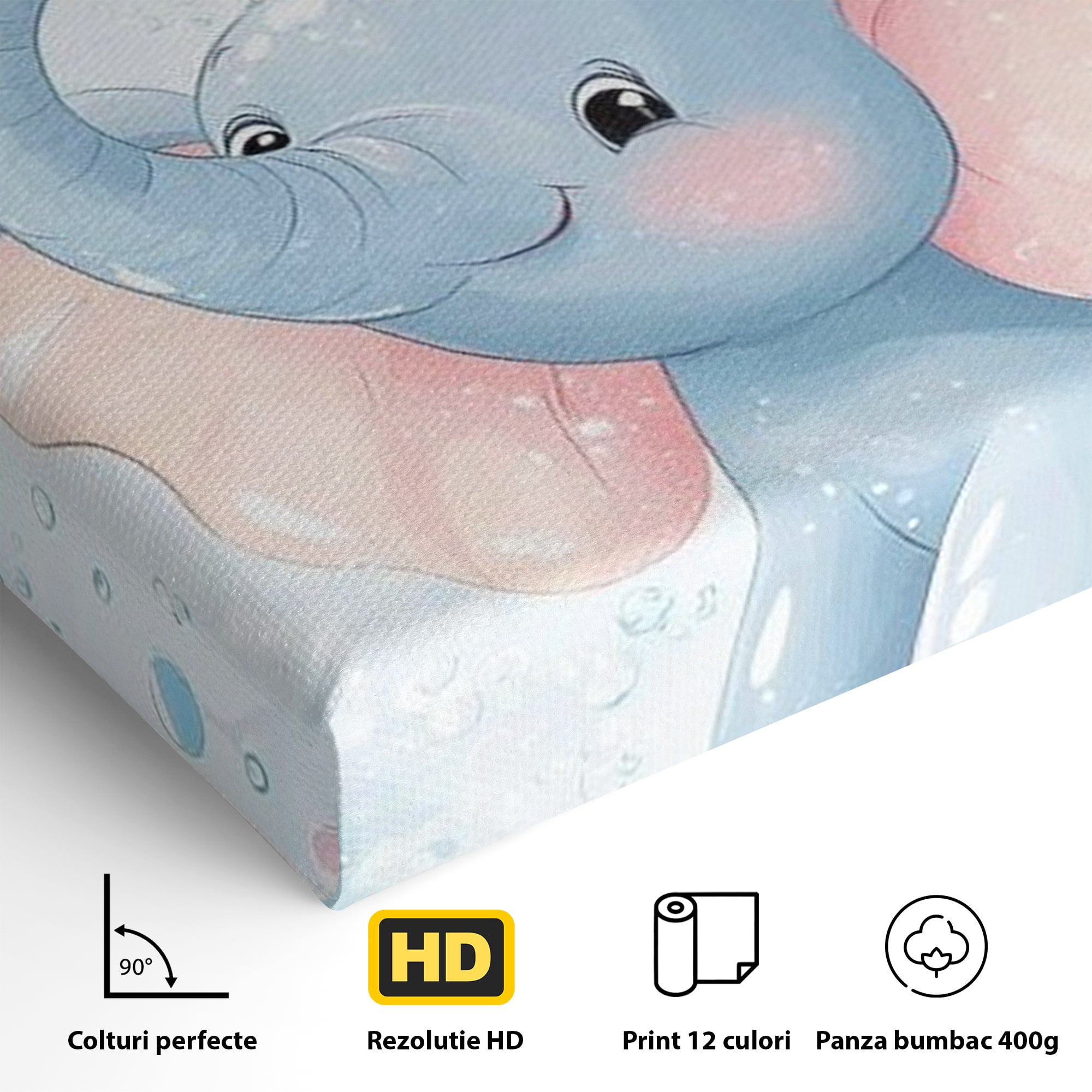 Leinwand Wandkunst Leinwand Wandkunst Premium, LuxCanva® K1066, Freude in kleinen Schritten, Elefant, Huhn, spielen, verspielt, verspielt, Luftballons, Pastell, liebenswert, Kindergarten, Kinderzimmer, Babyzimmer, Schlafzimmer