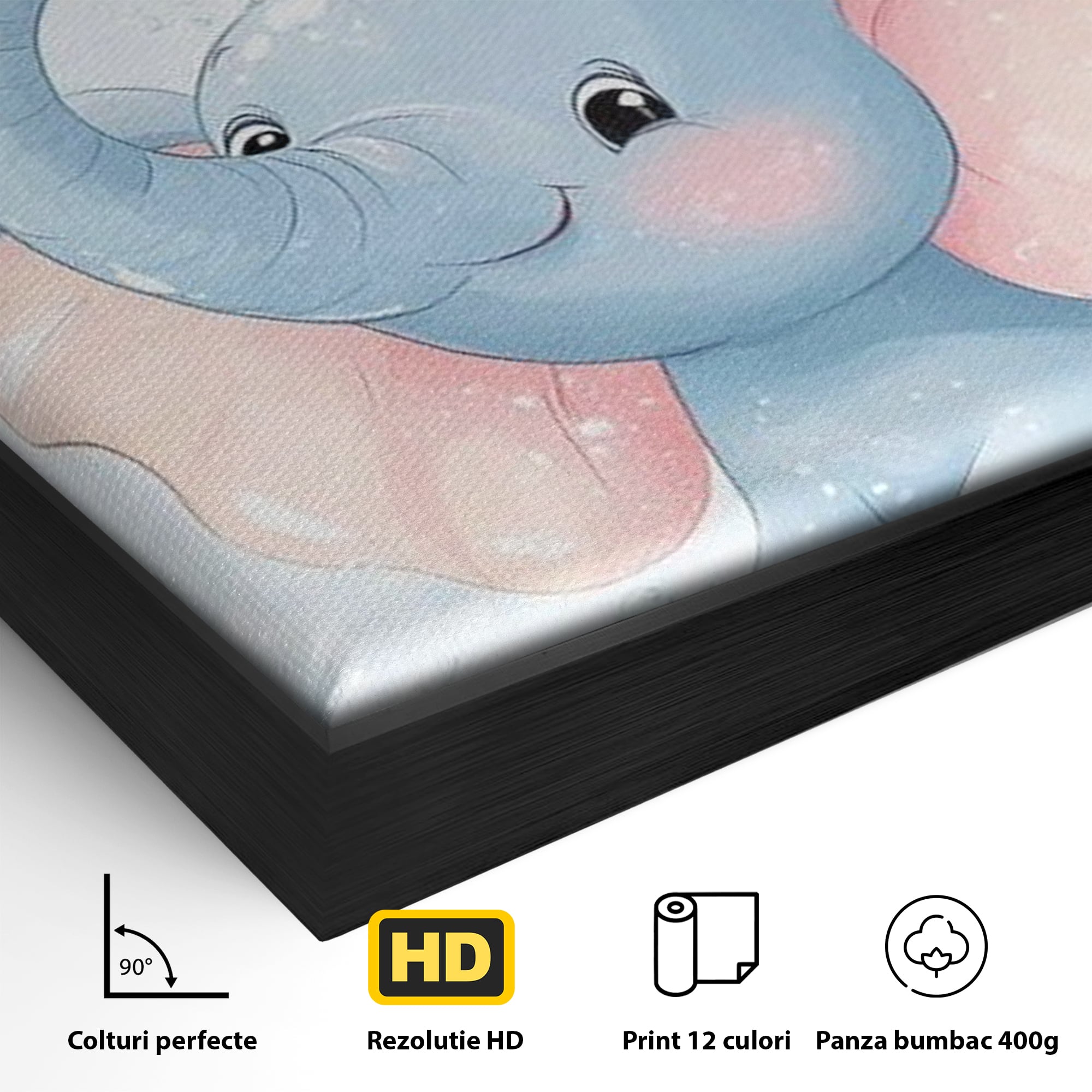 Leinwand Wandkunst Leinwand Wandkunst Premium, LuxCanva® K1066, Freude in kleinen Schritten, Elefant, Huhn, spielen, verspielt, verspielt, Luftballons, Pastell, liebenswert, Kindergarten, Kinderzimmer, Babyzimmer, Schlafzimmer