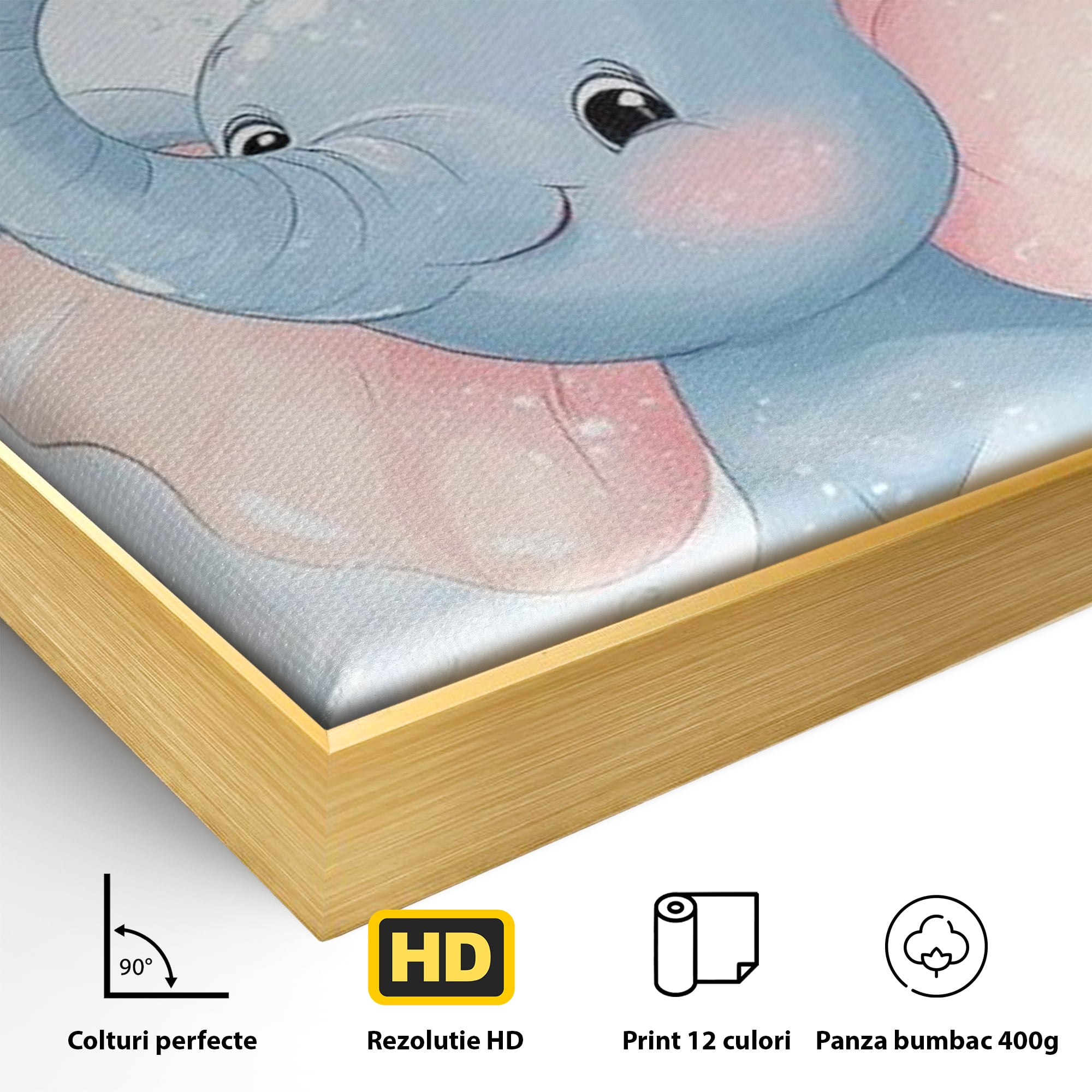 Leinwand Wandkunst Leinwand Wandkunst Premium, LuxCanva® K1066, Freude in kleinen Schritten, Elefant, Huhn, spielen, verspielt, verspielt, Luftballons, Pastell, liebenswert, Kindergarten, Kinderzimmer, Babyzimmer, Schlafzimmer