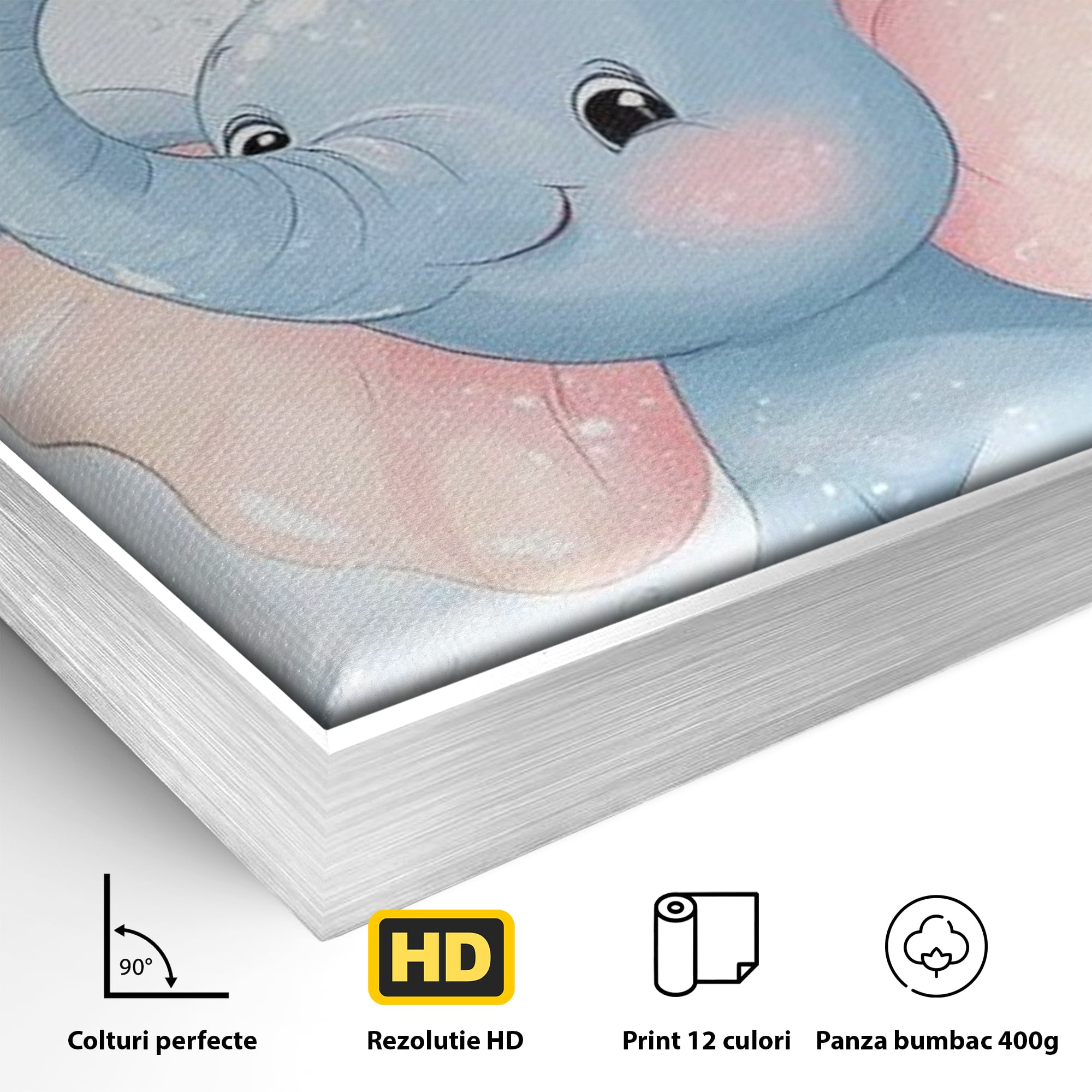 Leinwand Wandkunst Leinwand Wandkunst Premium, LuxCanva® K1066, Freude in kleinen Schritten, Elefant, Huhn, spielen, verspielt, verspielt, Luftballons, Pastell, liebenswert, Kindergarten, Kinderzimmer, Babyzimmer, Schlafzimmer