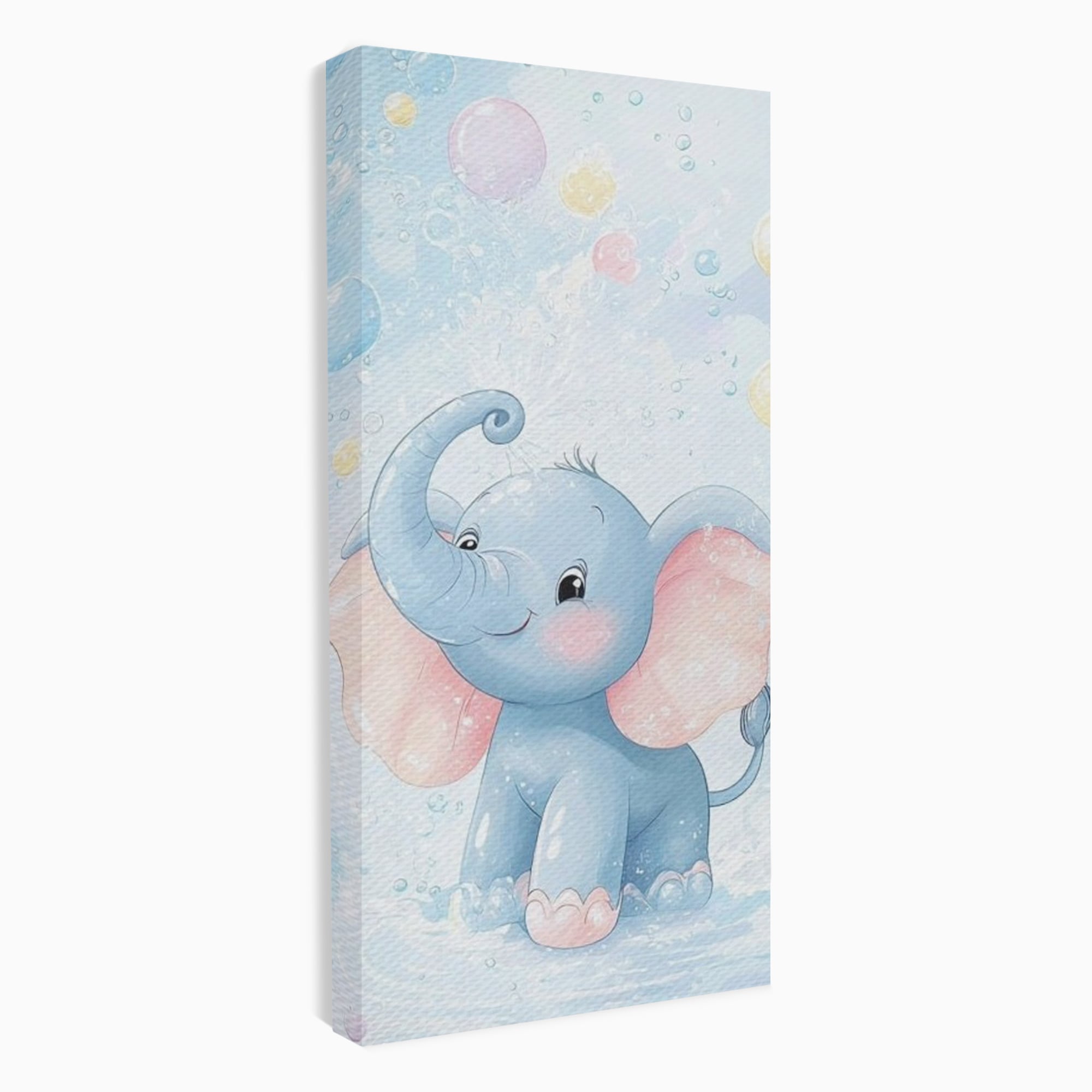 Leinwand Wandkunst Leinwand Wandkunst Premium, LuxCanva® K1066, Freude in kleinen Schritten, Elefant, Huhn, spielen, verspielt, verspielt, Luftballons, Pastell, liebenswert, Kindergarten, Kinderzimmer, Babyzimmer, Schlafzimmer