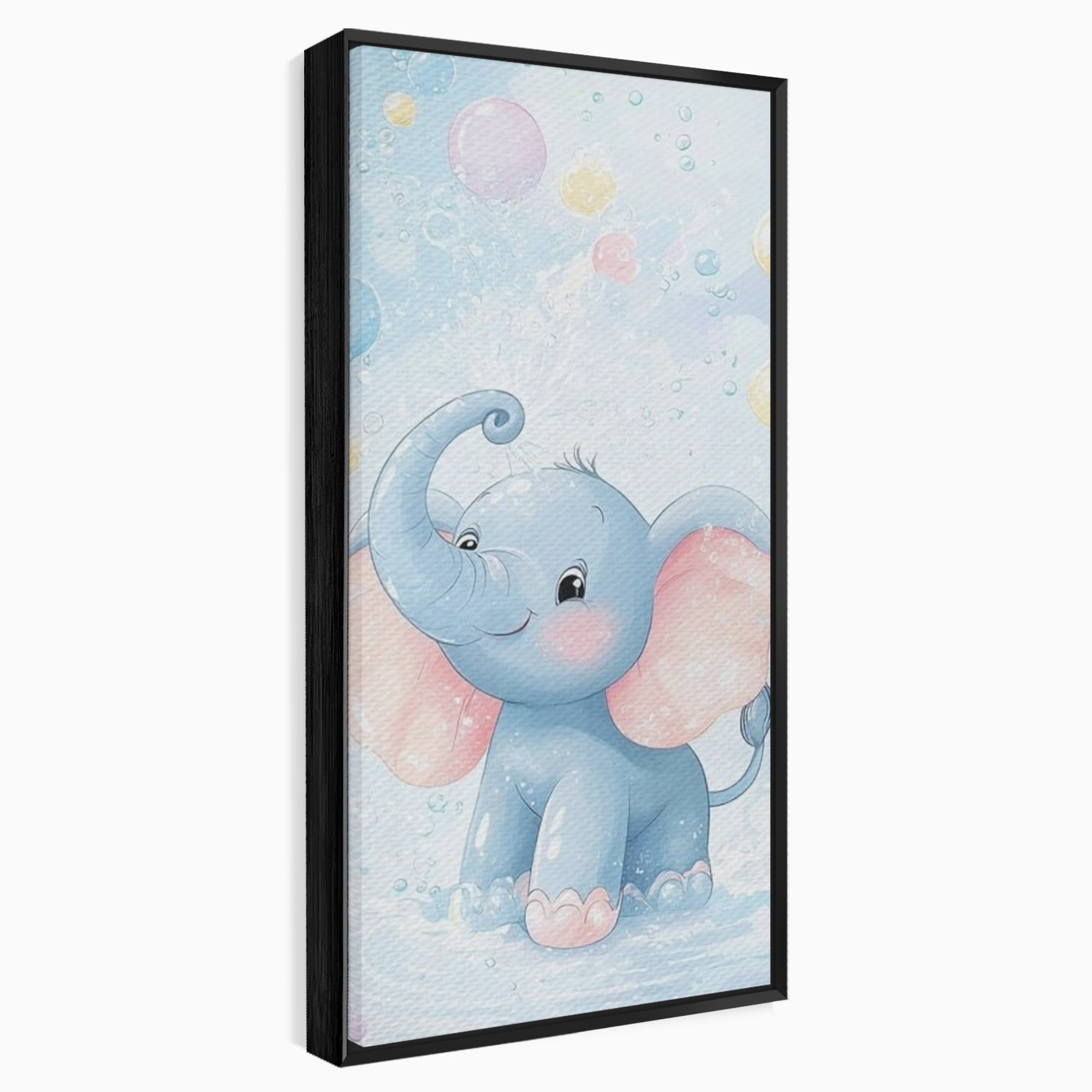 Leinwand Wandkunst Leinwand Wandkunst Premium, LuxCanva® K1066, Freude in kleinen Schritten, Elefant, Huhn, spielen, verspielt, verspielt, Luftballons, Pastell, liebenswert, Kindergarten, Kinderzimmer, Babyzimmer, Schlafzimmer
