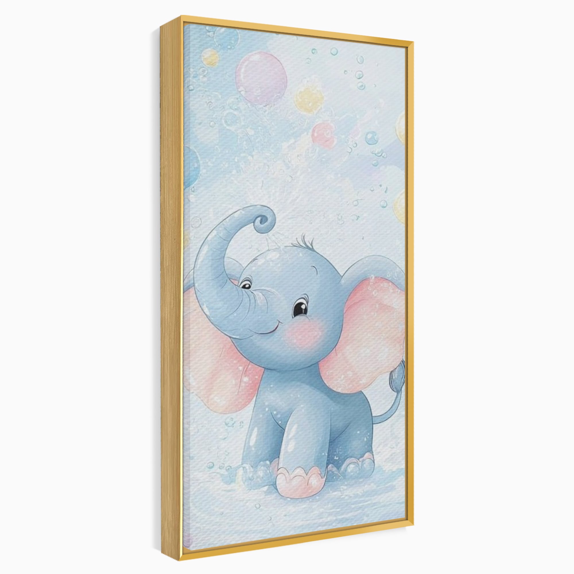 Leinwand Wandkunst Leinwand Wandkunst Premium, LuxCanva® K1066, Freude in kleinen Schritten, Elefant, Huhn, spielen, verspielt, verspielt, Luftballons, Pastell, liebenswert, Kindergarten, Kinderzimmer, Babyzimmer, Schlafzimmer