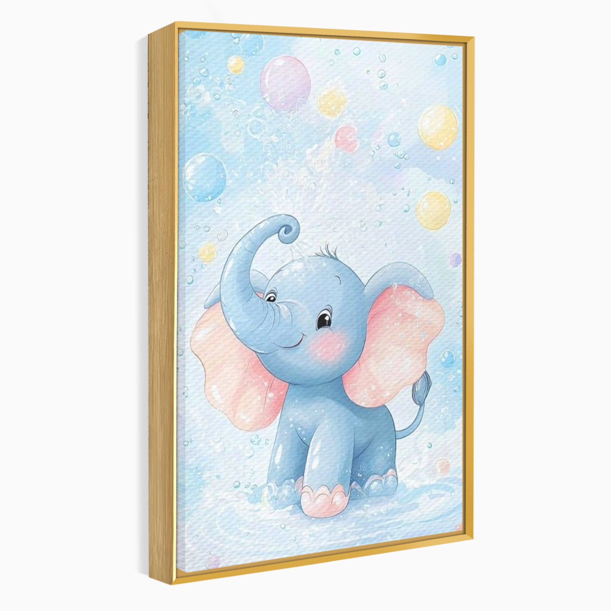 Leinwand Wandkunst Leinwand Wandkunst Premium, LuxCanva® K1066, Freude in kleinen Schritten, Elefant, Huhn, spielen, verspielt, verspielt, Luftballons, Pastell, liebenswert, Kindergarten, Kinderzimmer, Babyzimmer, Schlafzimmer