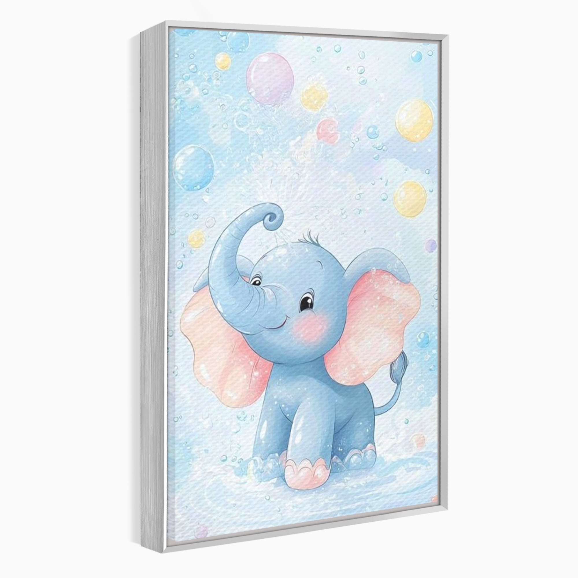 Leinwand Wandkunst Leinwand Wandkunst Premium, LuxCanva® K1066, Freude in kleinen Schritten, Elefant, Huhn, spielen, verspielt, verspielt, Luftballons, Pastell, liebenswert, Kindergarten, Kinderzimmer, Babyzimmer, Schlafzimmer