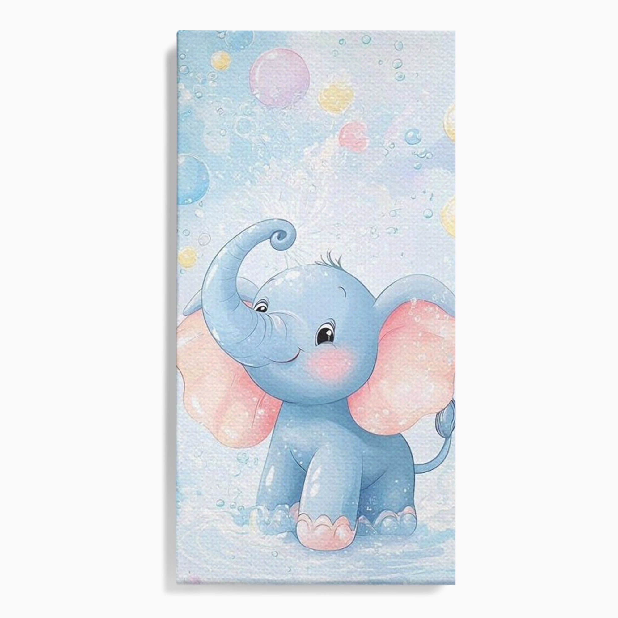 Leinwand Wandkunst Leinwand Wandkunst Premium, LuxCanva® K1066, Freude in kleinen Schritten, Elefant, Huhn, spielen, verspielt, verspielt, Luftballons, Pastell, liebenswert, Kindergarten, Kinderzimmer, Babyzimmer, Schlafzimmer