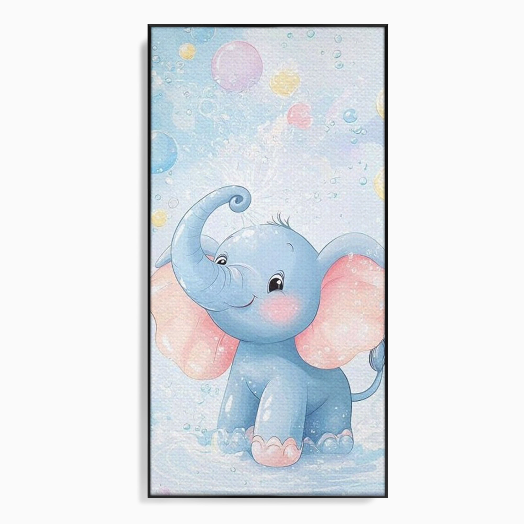 Leinwand Wandkunst Leinwand Wandkunst Premium, LuxCanva® K1066, Freude in kleinen Schritten, Elefant, Huhn, spielen, verspielt, verspielt, Luftballons, Pastell, liebenswert, Kindergarten, Kinderzimmer, Babyzimmer, Schlafzimmer