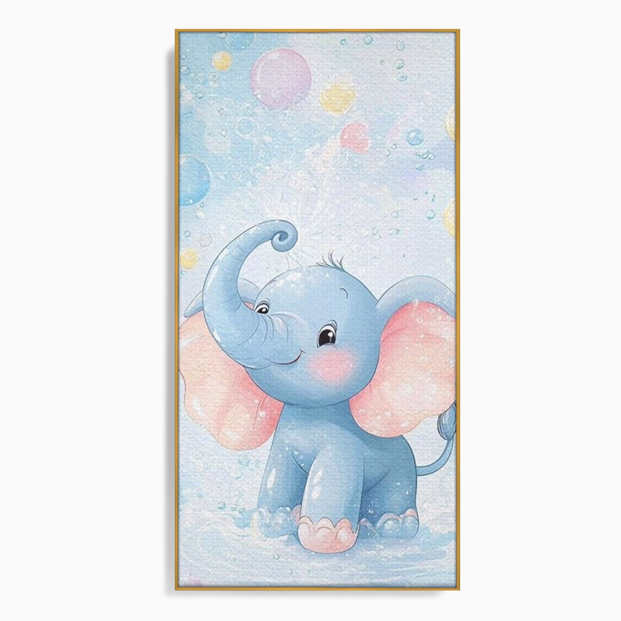 Leinwand Wandkunst Leinwand Wandkunst Premium, LuxCanva® K1066, Freude in kleinen Schritten, Elefant, Huhn, spielen, verspielt, verspielt, Luftballons, Pastell, liebenswert, Kindergarten, Kinderzimmer, Babyzimmer, Schlafzimmer