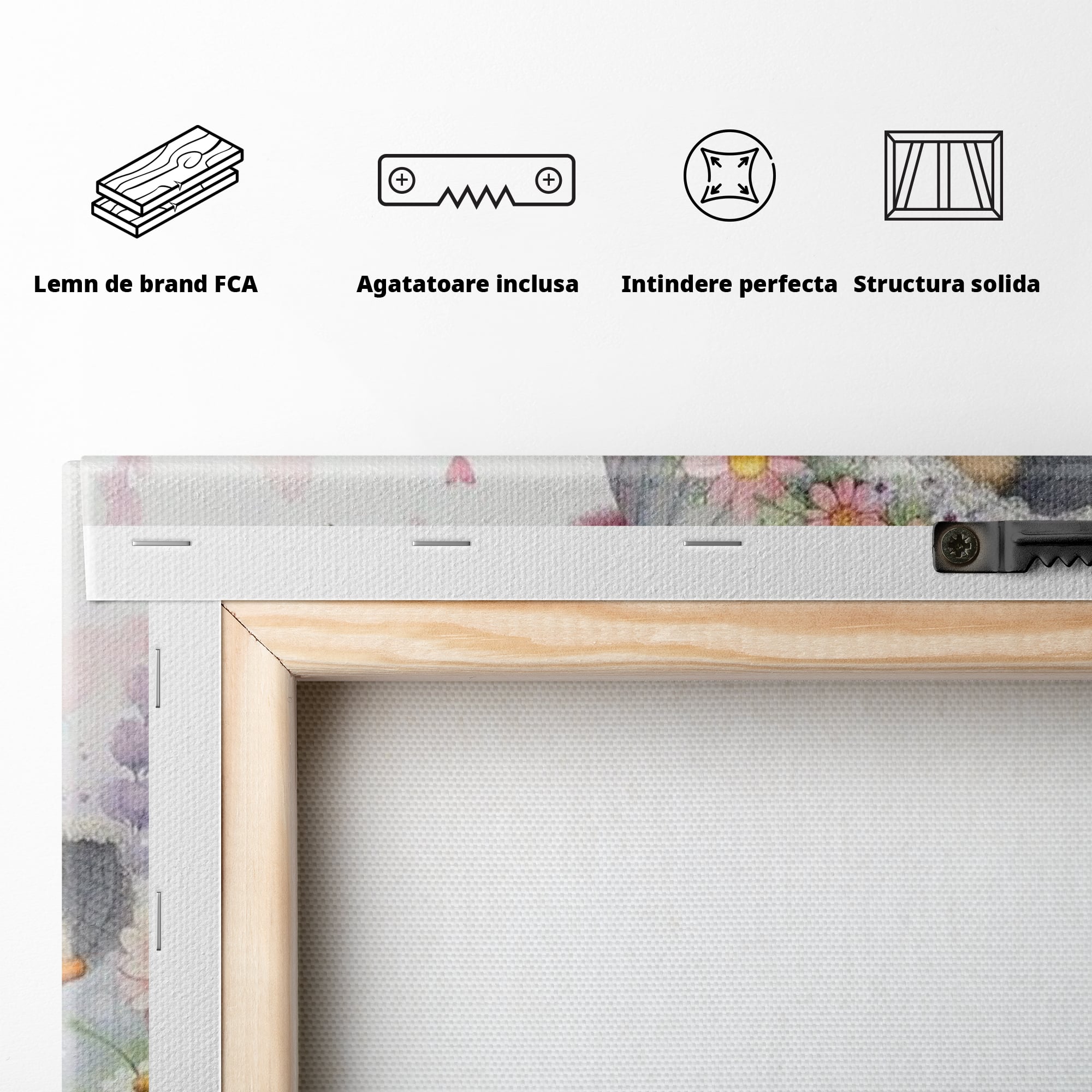Leinwand Wandkunst Leinwand Premium, LuxCanva® K1067, Frühlingsspiel, Vögel, Vögel, Blumen, Hüte, Blütenblätter, Blumen, Blumen, Blumen, Kindergarten, Kinderzimmer, Kinderzimmer, Schlafzimmer